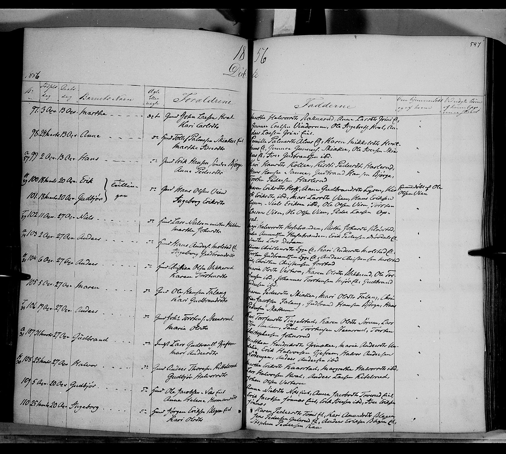 Gran prestekontor, AV/SAH-PREST-112/H/Ha/Haa/L0011: Parish register (official) no. 11, 1842-1856, p. 546-547