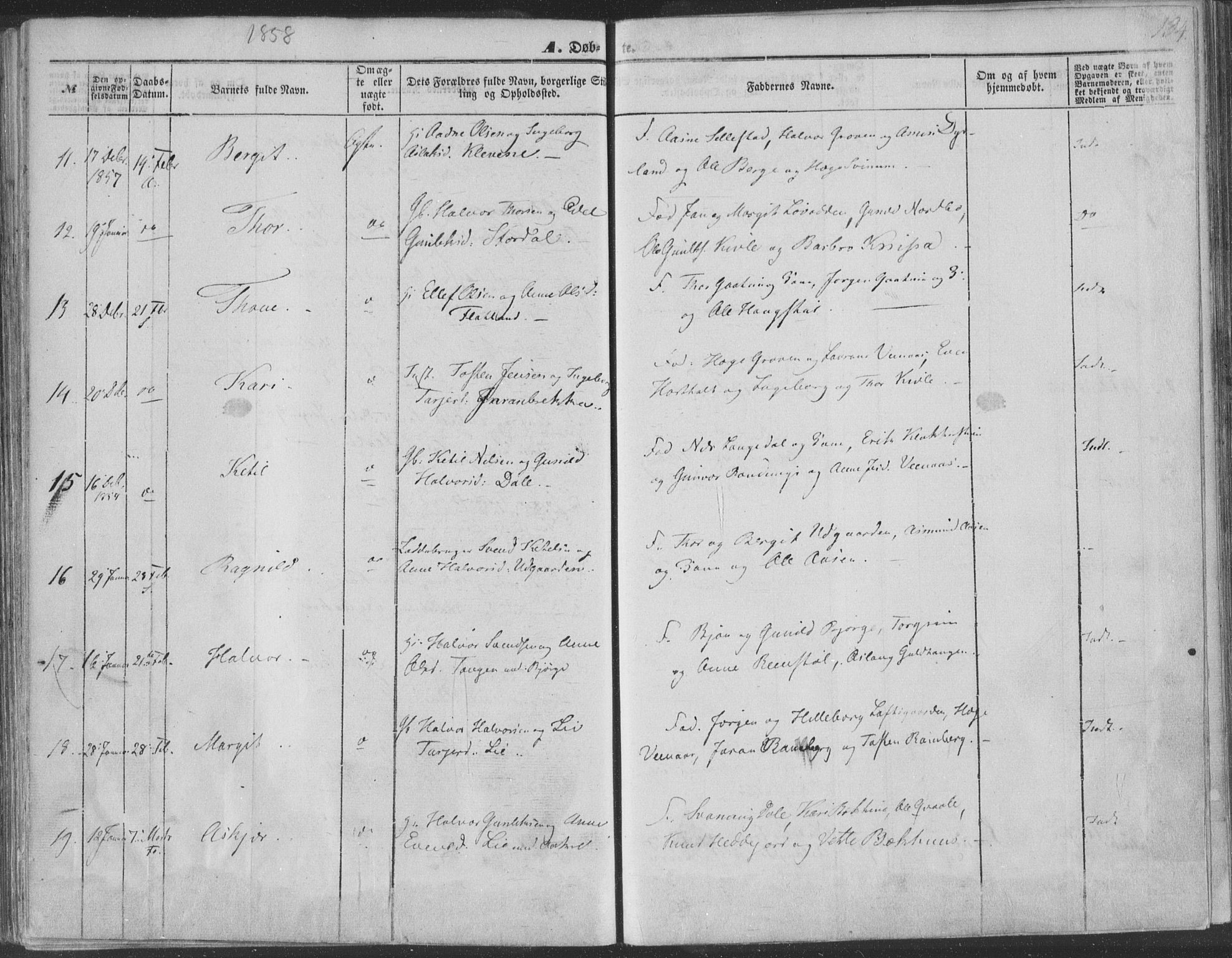 Seljord kirkebøker, AV/SAKO-A-20/F/Fa/L012a: Parish register (official) no. I 12A, 1850-1865, p. 134