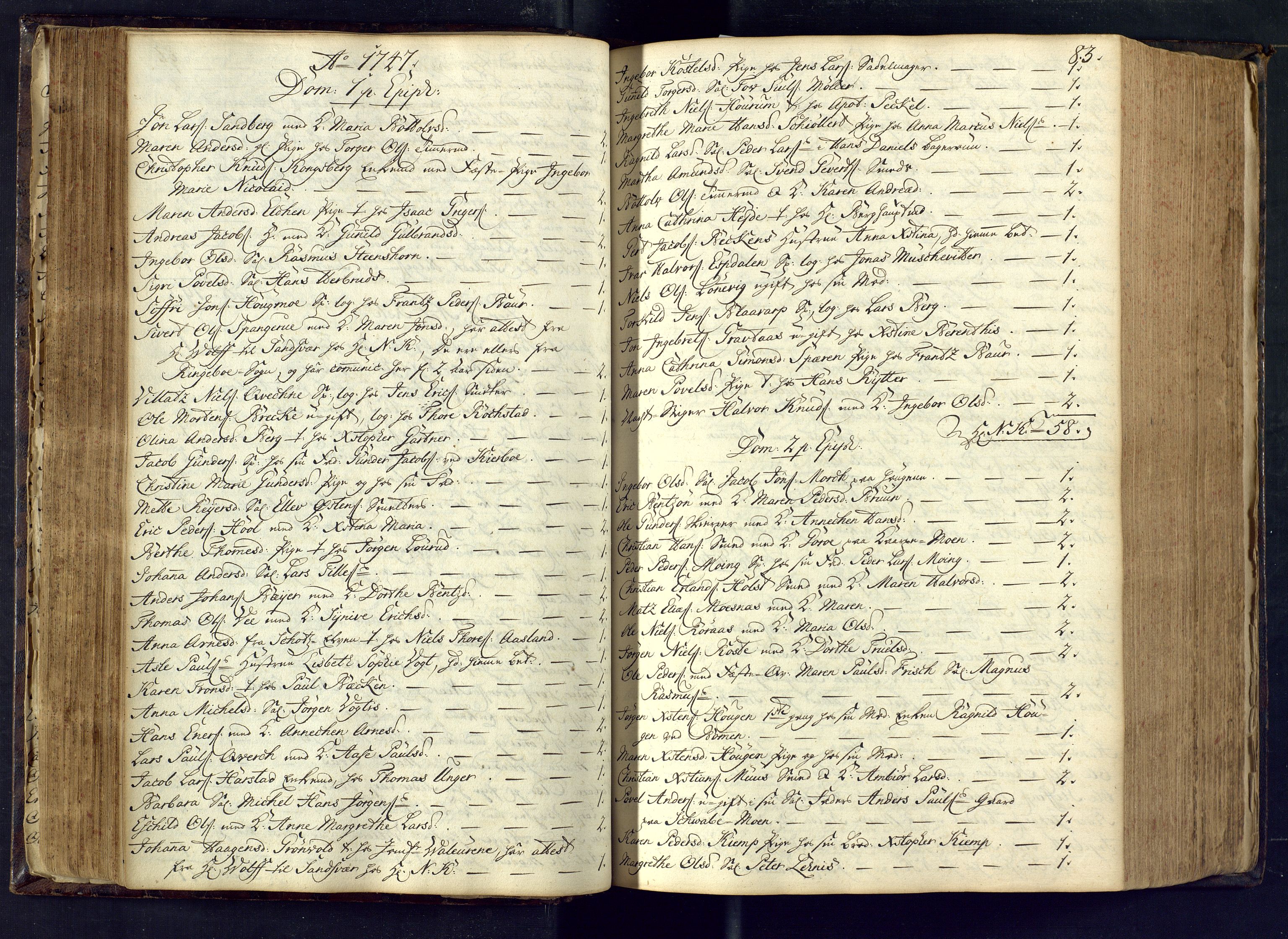 Kongsberg kirkebøker, SAKO/A-22/M/Ma/L0003: Communicants register no. 3, 1745-1750, p. 83
