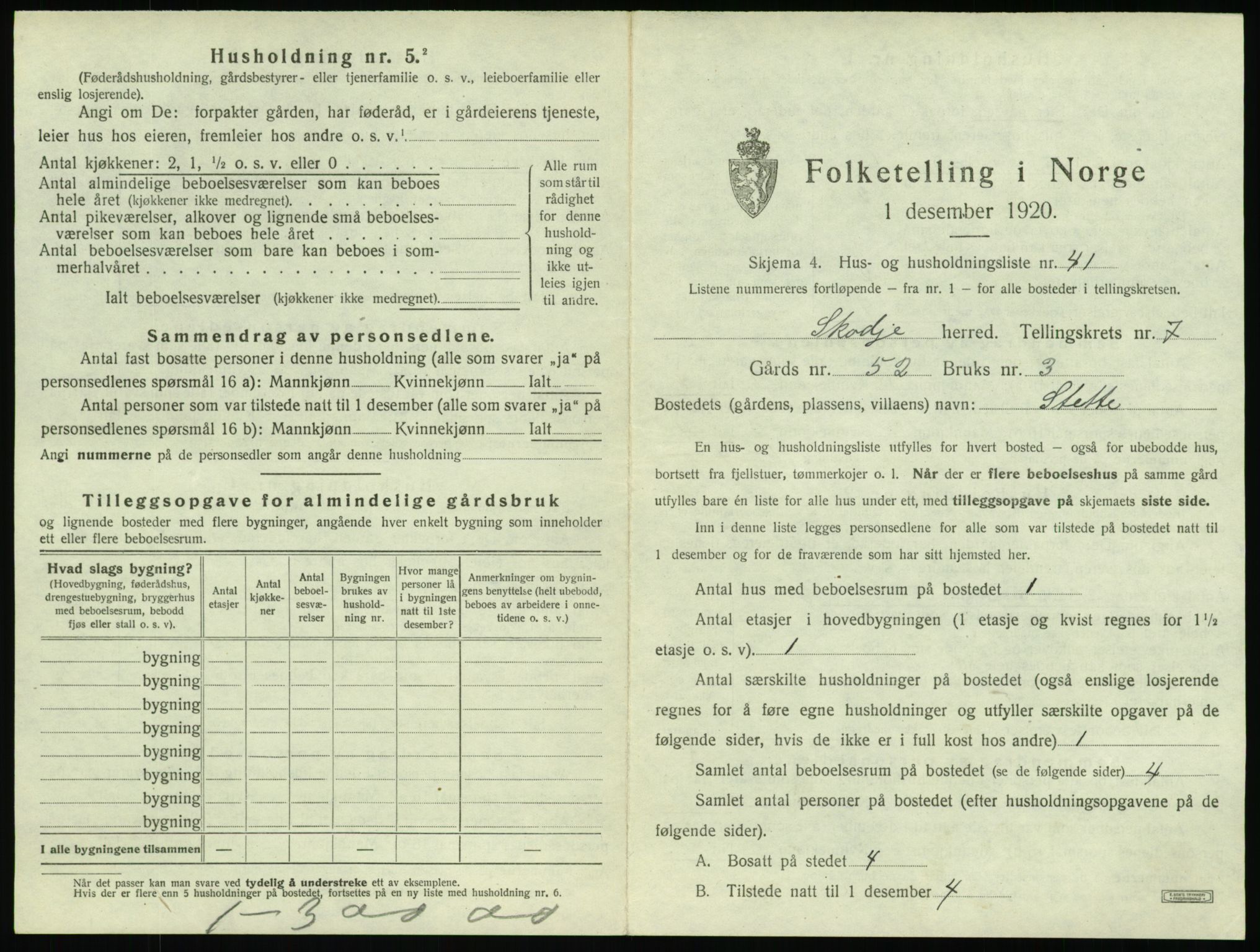 SAT, 1920 census for Skodje, 1920, p. 545