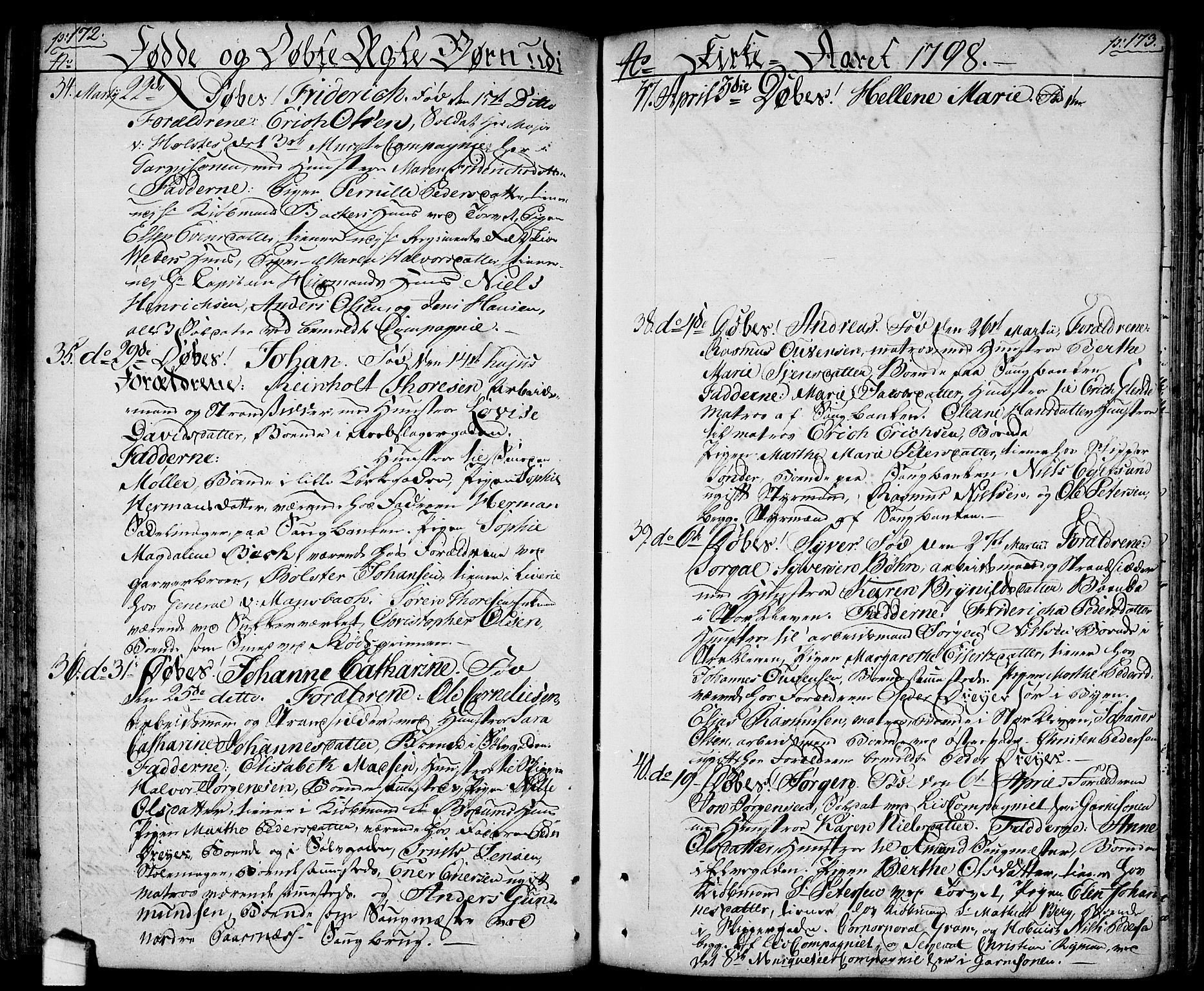 Halden prestekontor Kirkebøker, SAO/A-10909/F/Fa/L0002: Parish register (official) no. I 2, 1792-1812, p. 172-173