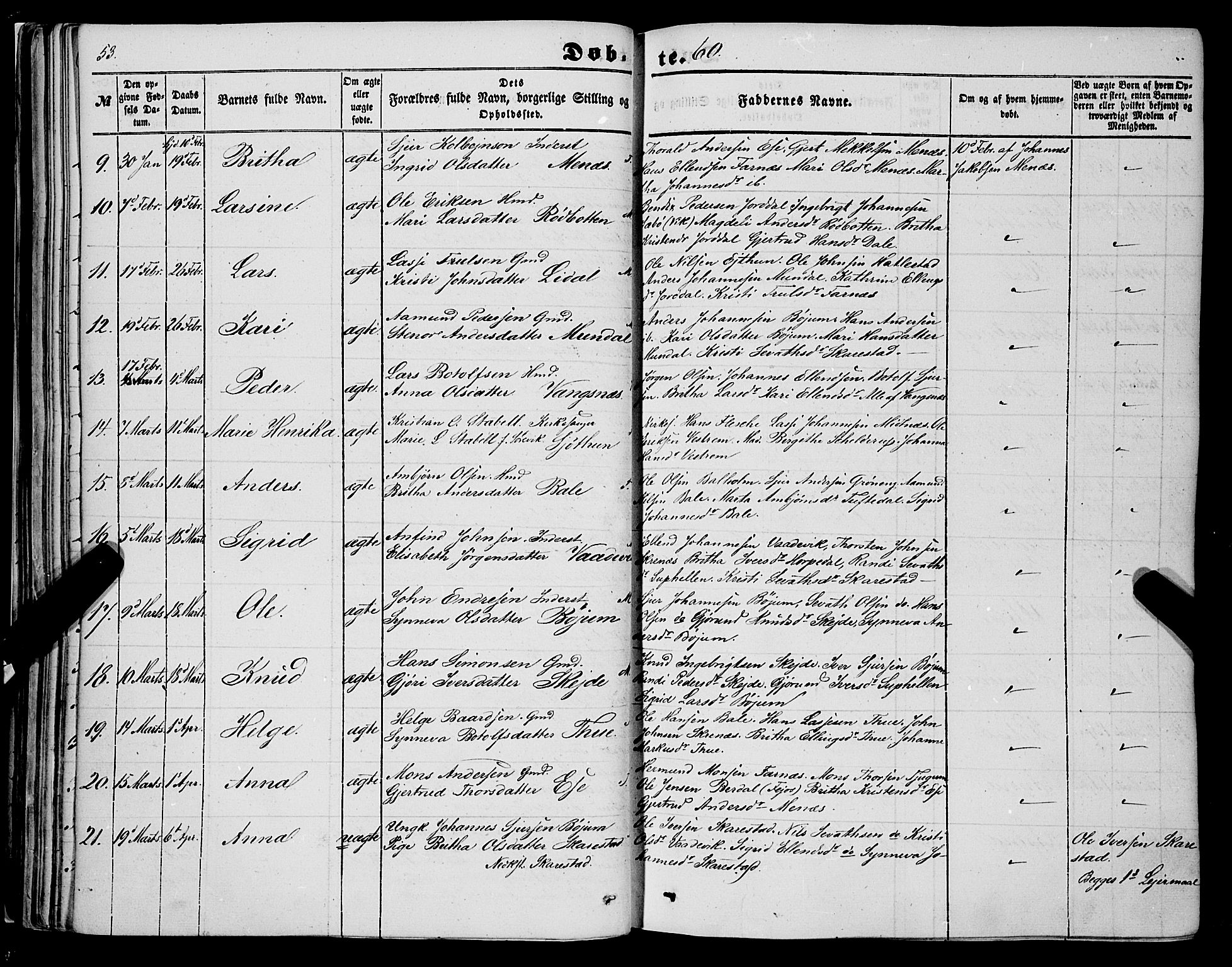 Balestrand sokneprestembete, AV/SAB-A-79601/H/Haa/Haaa/L0002: Parish register (official) no. A 2, 1847-1866, p. 53