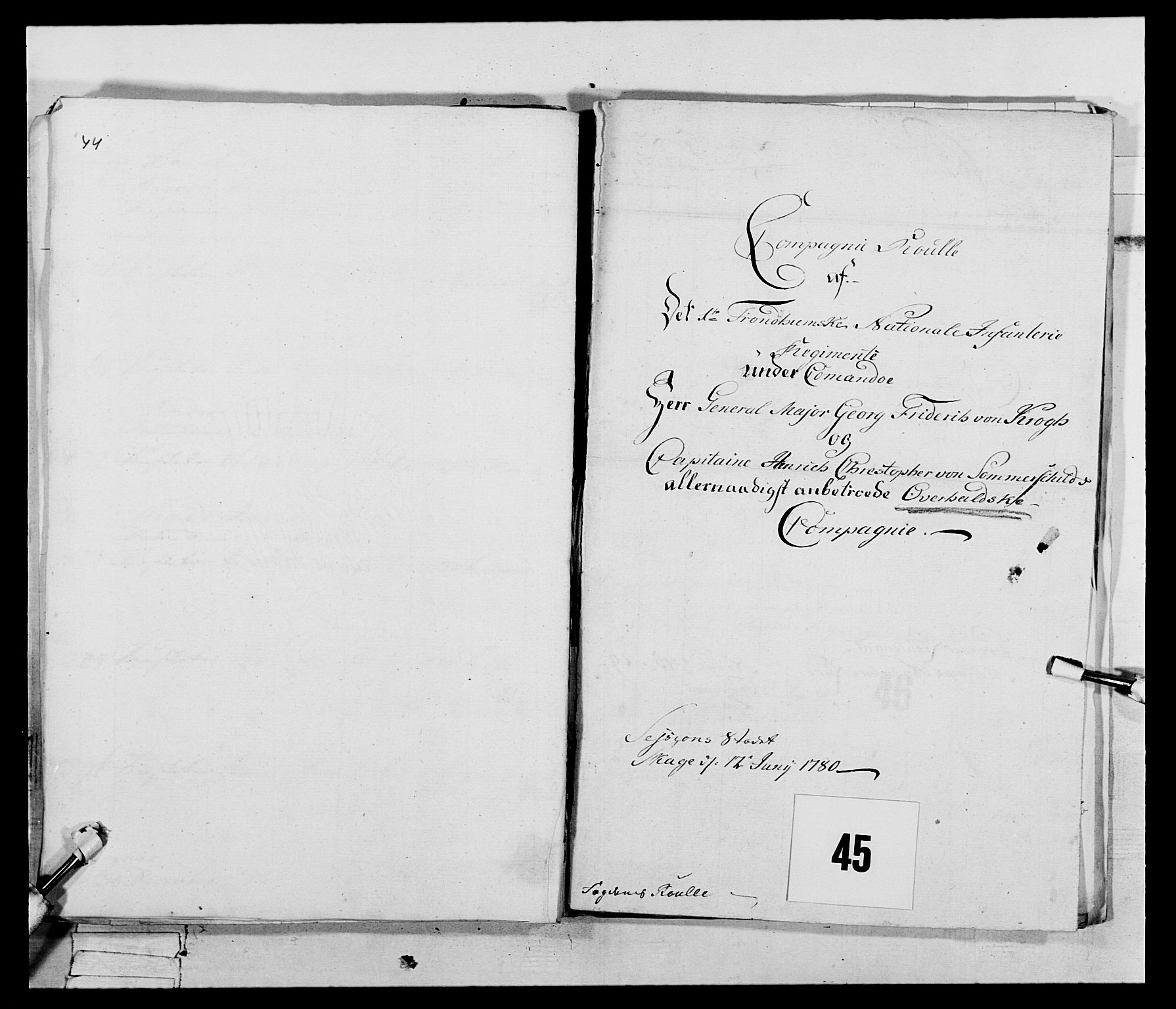 Generalitets- og kommissariatskollegiet, Det kongelige norske kommissariatskollegium, RA/EA-5420/E/Eh/L0074: 1. Trondheimske nasjonale infanteriregiment, 1780-1787, p. 227