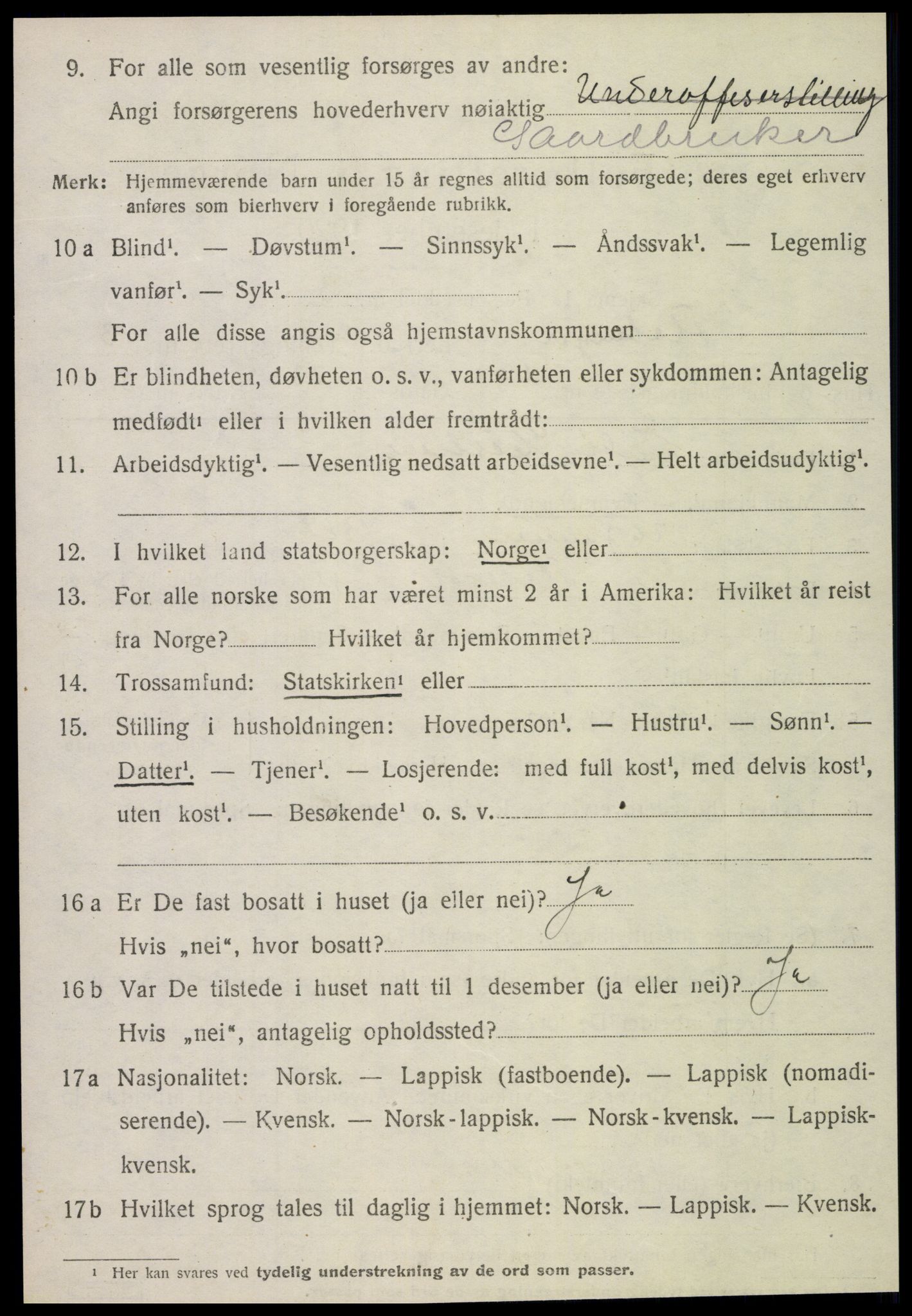 SAT, 1920 census for Flatanger, 1920, p. 2169