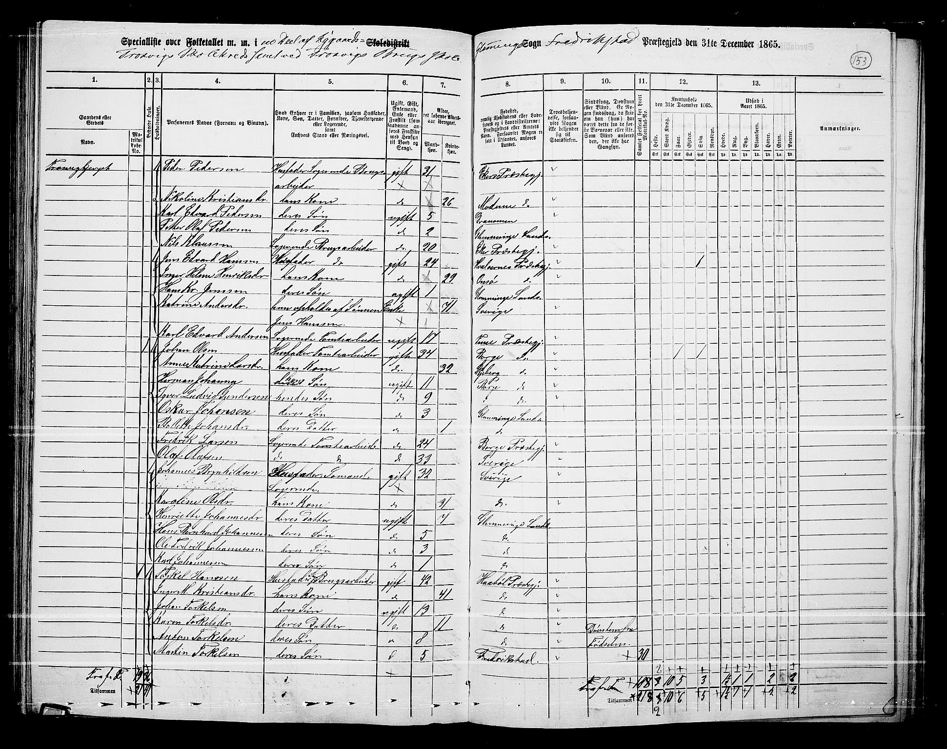 RA, 1865 census for Fredrikstad/Glemmen, 1865, p. 145