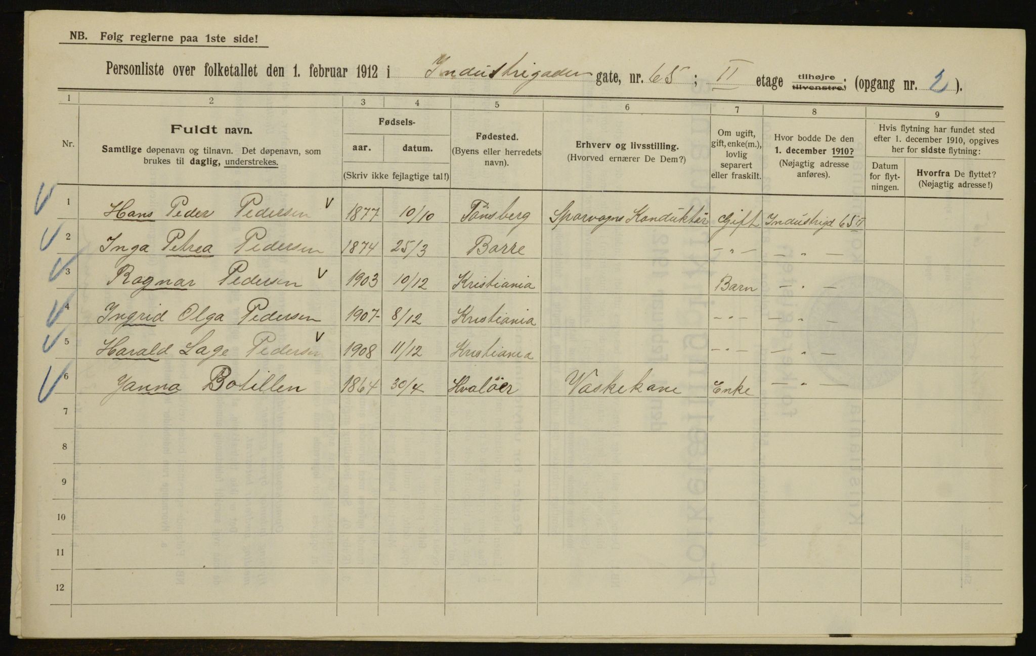 OBA, Municipal Census 1912 for Kristiania, 1912, p. 44092