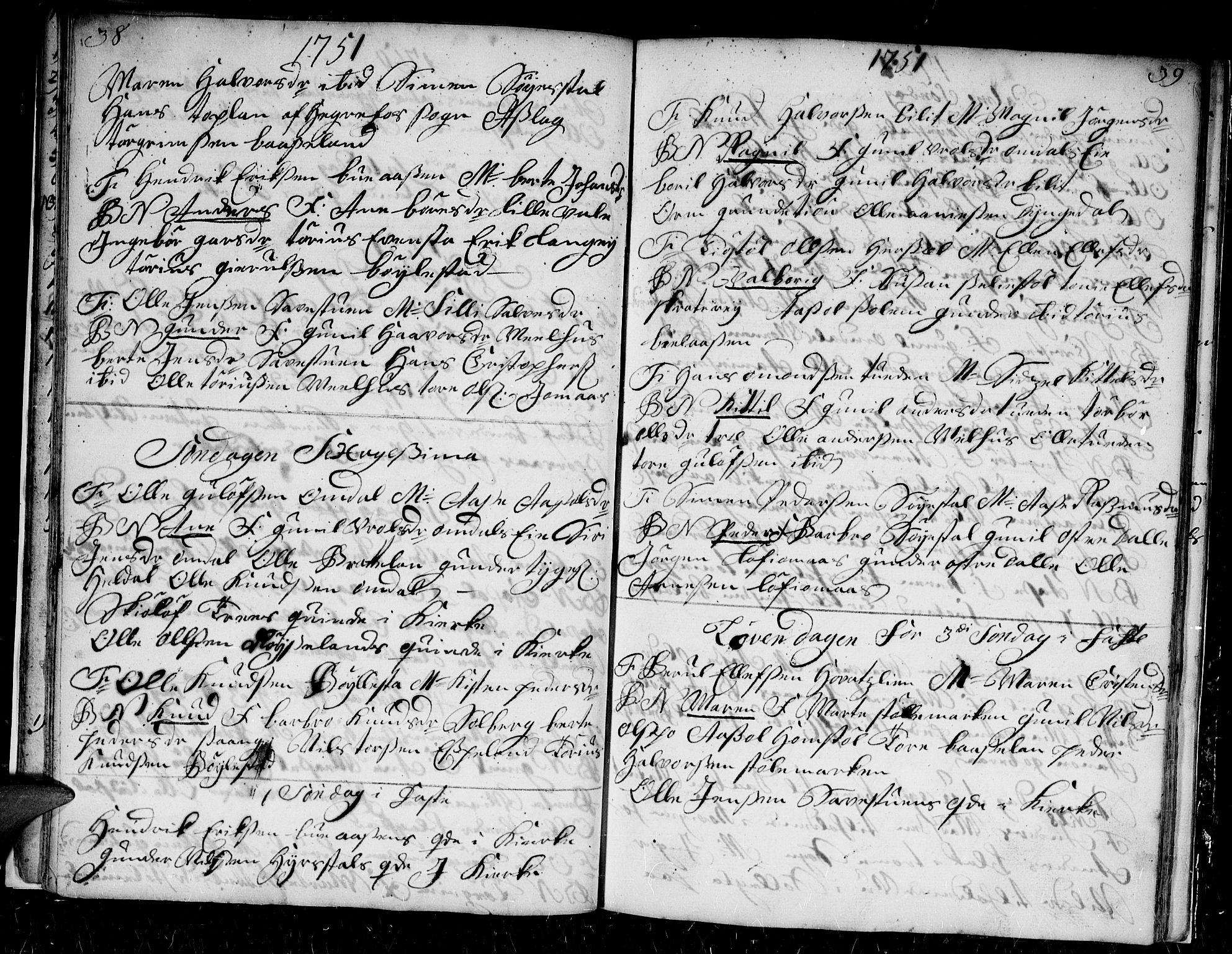 Froland sokneprestkontor, AV/SAK-1111-0013/F/Fb/L0002: Parish register (copy) no. B 2, 1747-1759, p. 38-39