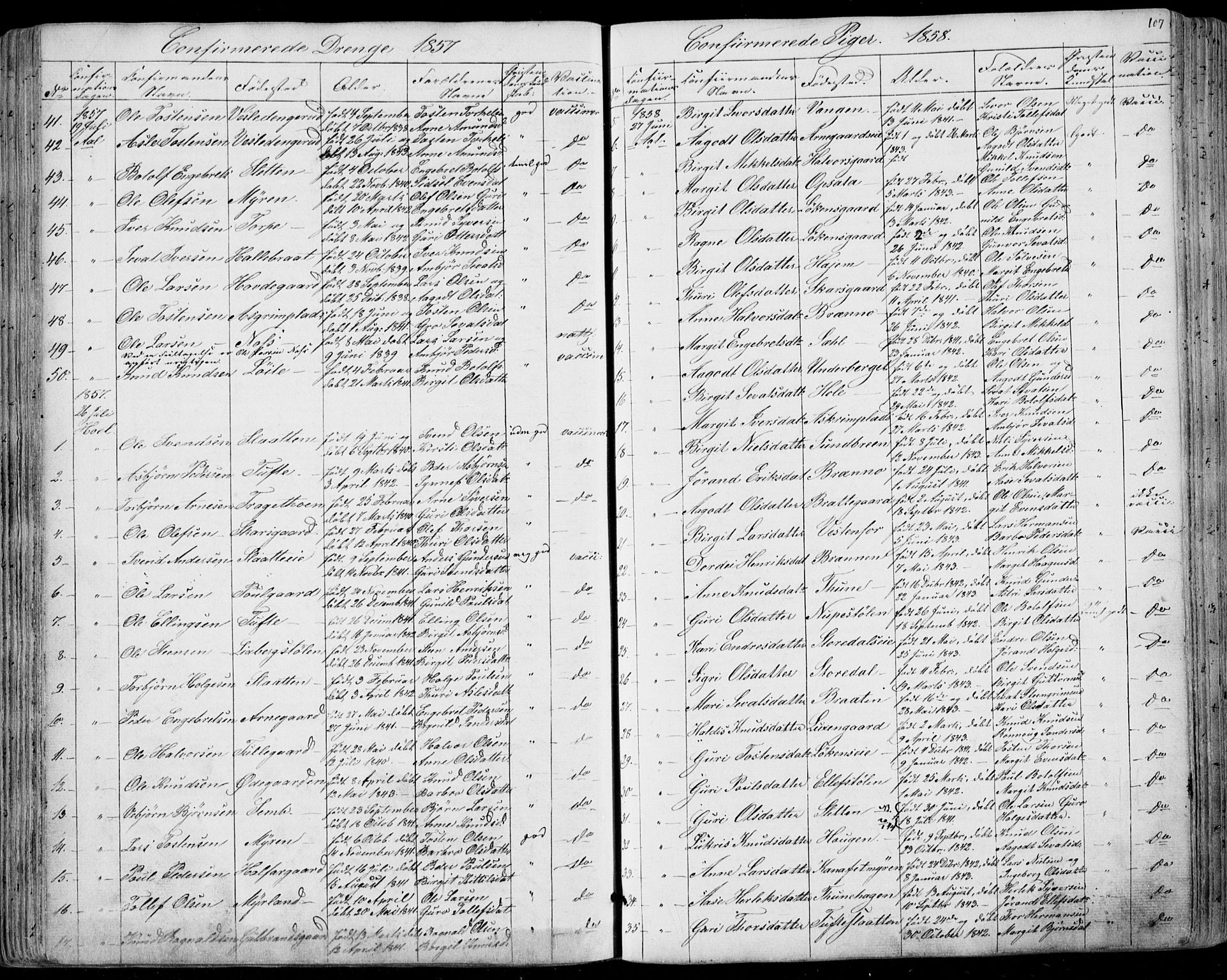 Ål kirkebøker, AV/SAKO-A-249/F/Fa/L0006: Parish register (official) no. I 6, 1849-1864, p. 107