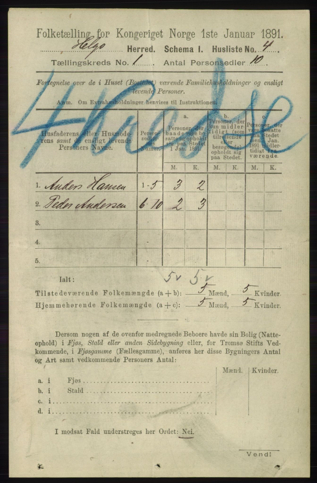 RA, 1891 census for 1935 Helgøy, 1891, p. 17