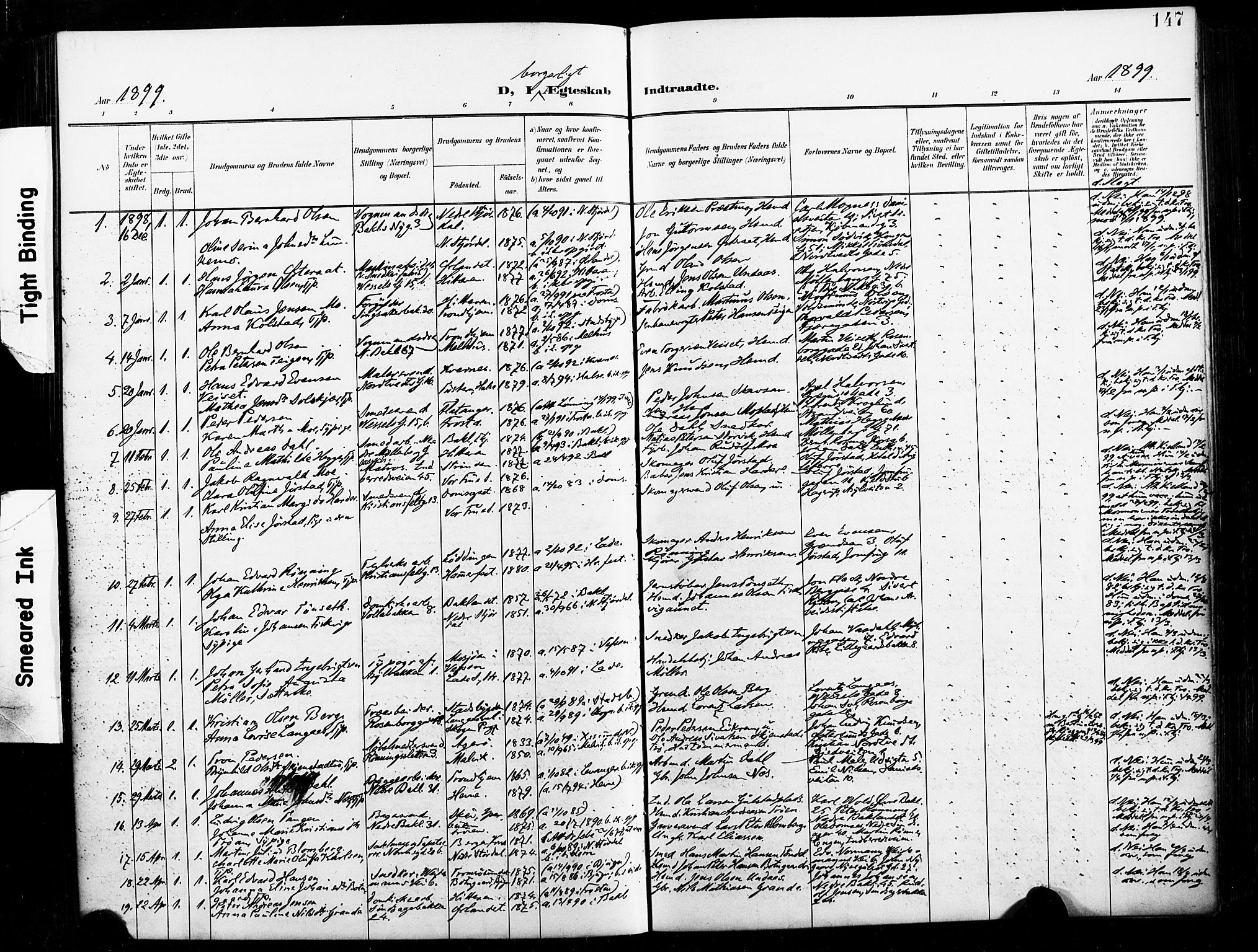 Ministerialprotokoller, klokkerbøker og fødselsregistre - Sør-Trøndelag, SAT/A-1456/604/L0198: Parish register (official) no. 604A19, 1893-1900, p. 147