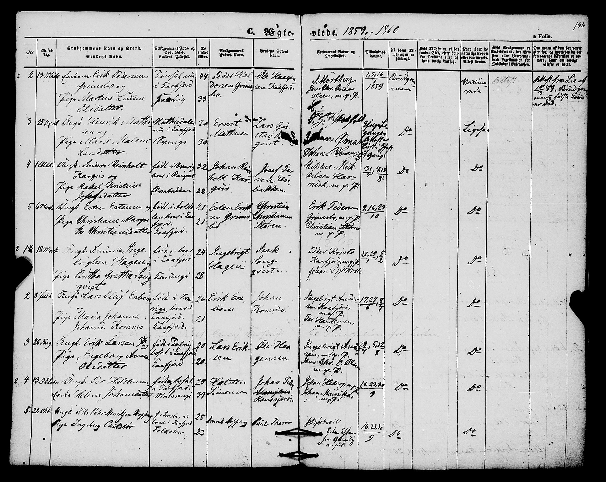 Alta sokneprestkontor, SATØ/S-1338/H/Ha/L0004.kirke: Parish register (official) no. 4, 1858-1880, p. 166