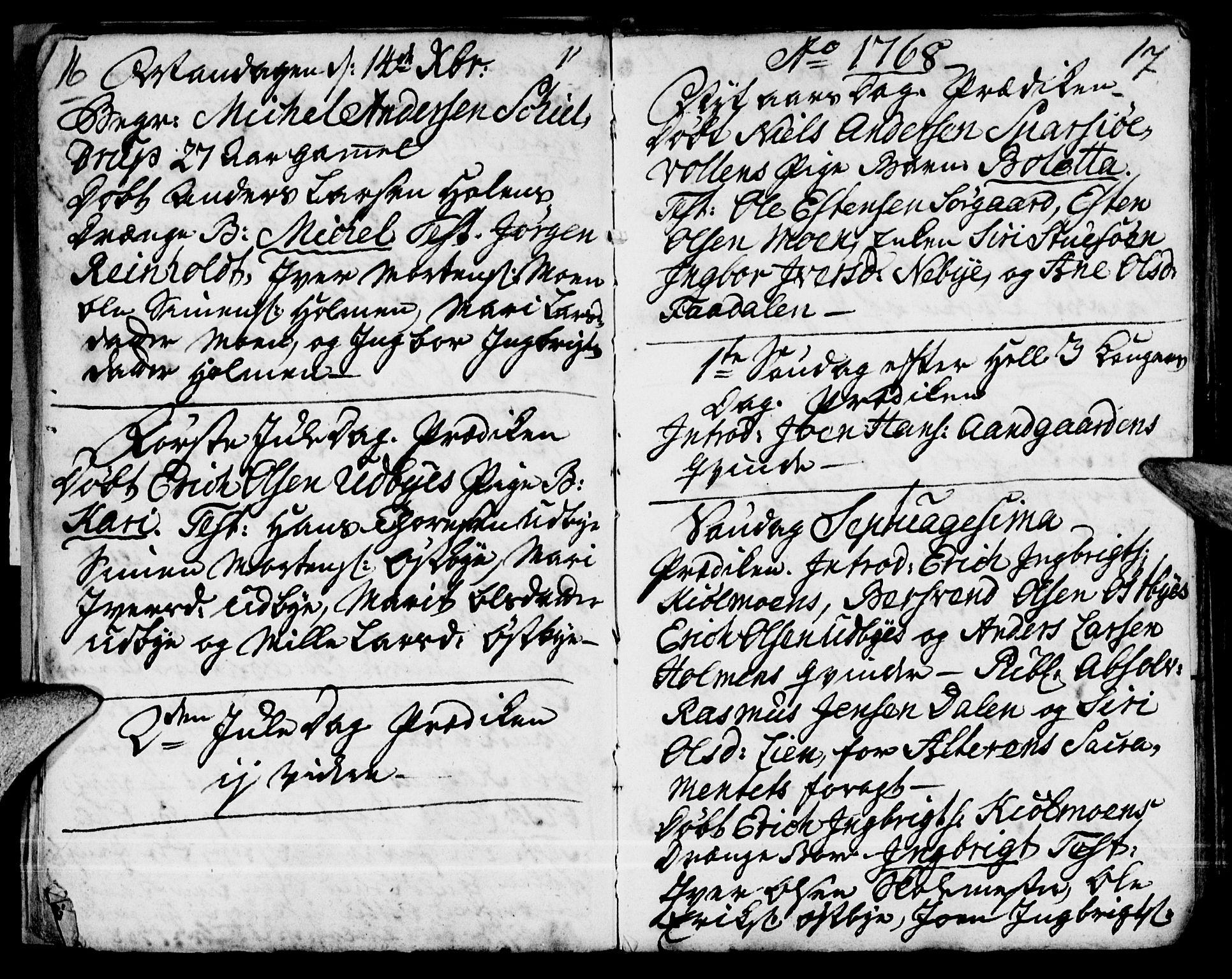 Tynset prestekontor, SAH/PREST-058/H/Ha/Haa/L0008: Parish register (official) no. 8, 1767-1778, p. 16-17