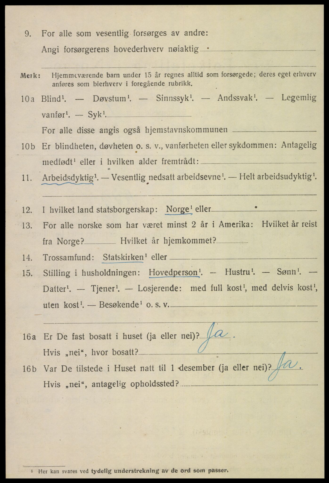 SAT, 1920 census for Namsos, 1920, p. 3168