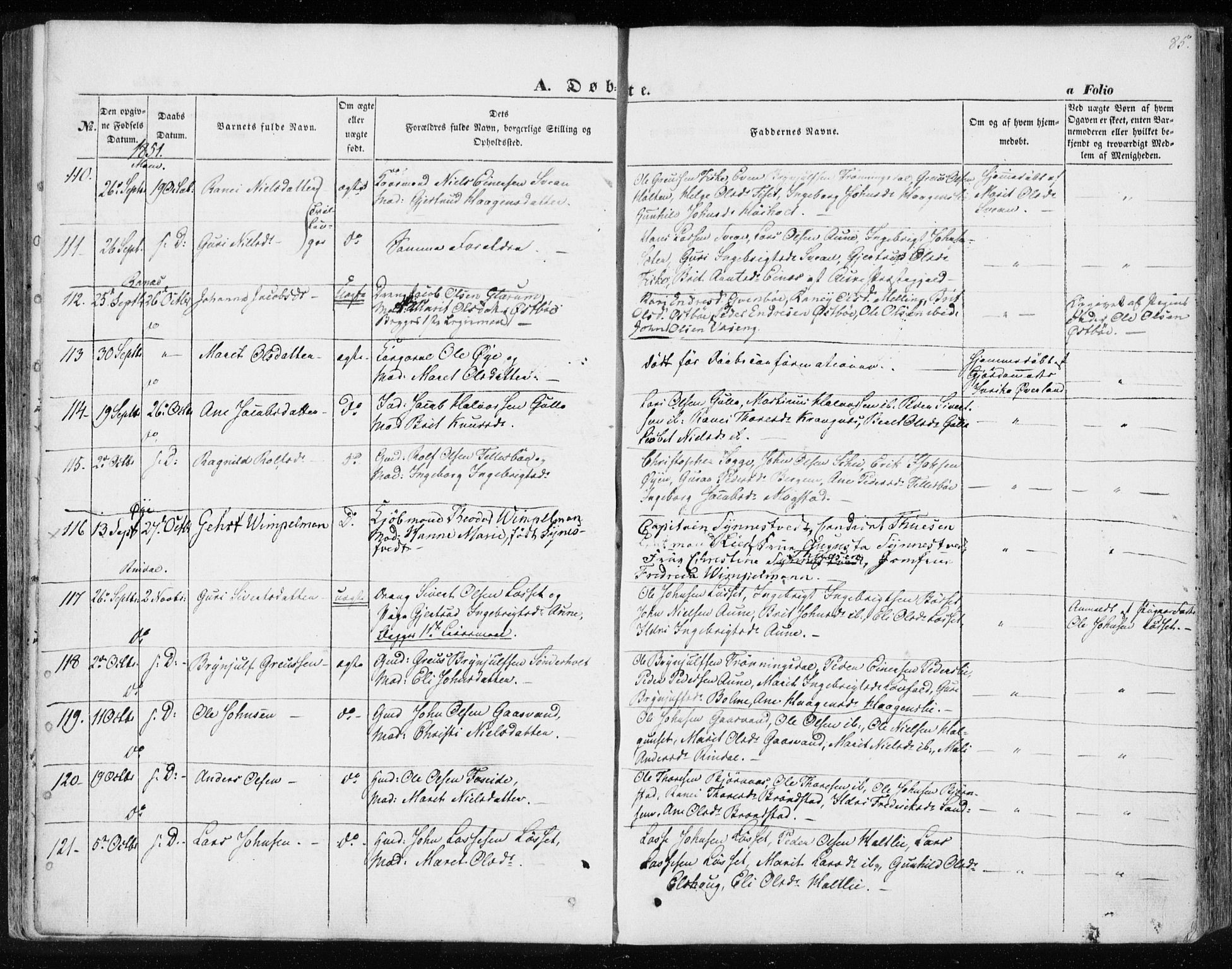 Ministerialprotokoller, klokkerbøker og fødselsregistre - Møre og Romsdal, SAT/A-1454/595/L1043: Parish register (official) no. 595A05, 1843-1851, p. 85