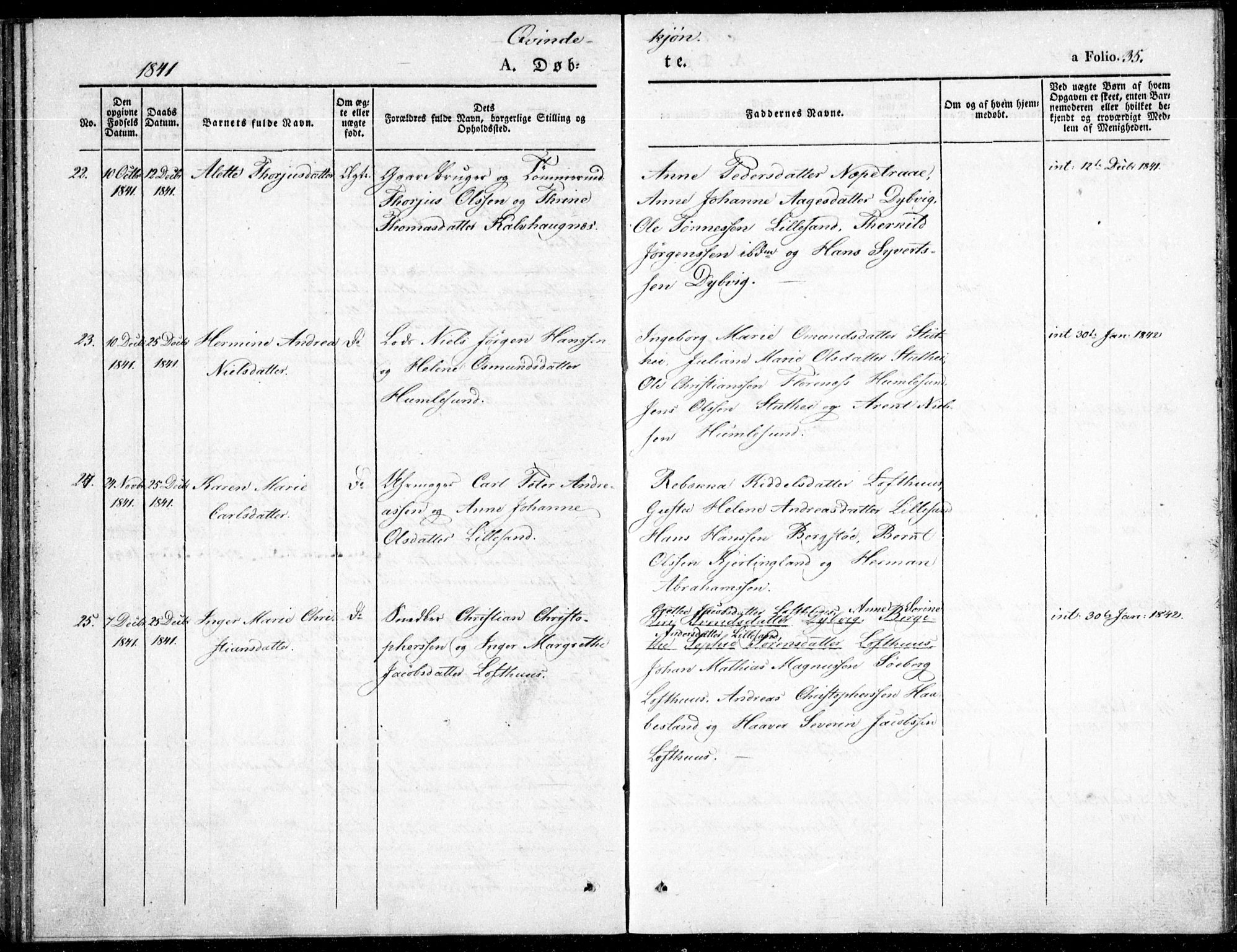 Vestre Moland sokneprestkontor, AV/SAK-1111-0046/F/Fb/Fbb/L0002: Parish register (copy) no. B 2, 1836-1851, p. 35