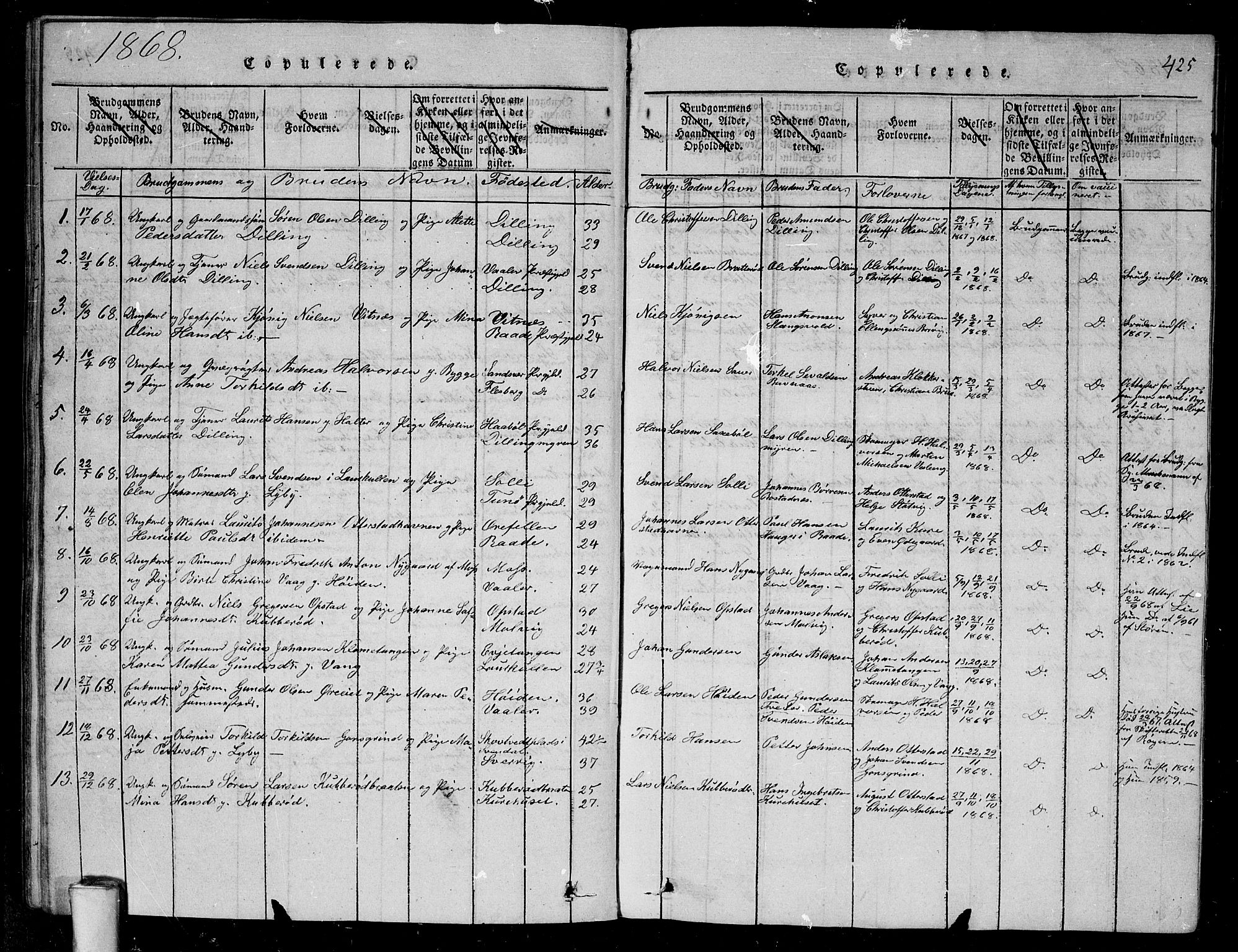 Rygge prestekontor Kirkebøker, SAO/A-10084b/G/Ga/L0001: Parish register (copy) no. 1, 1814-1871, p. 424-425