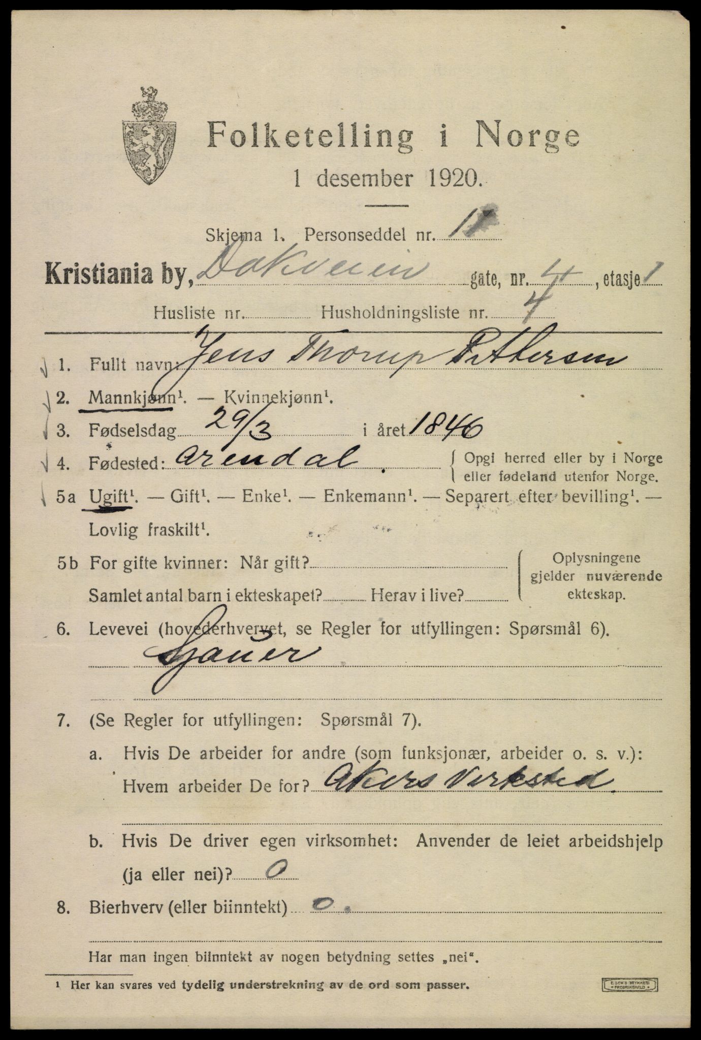 SAO, 1920 census for Kristiania, 1920, p. 199429