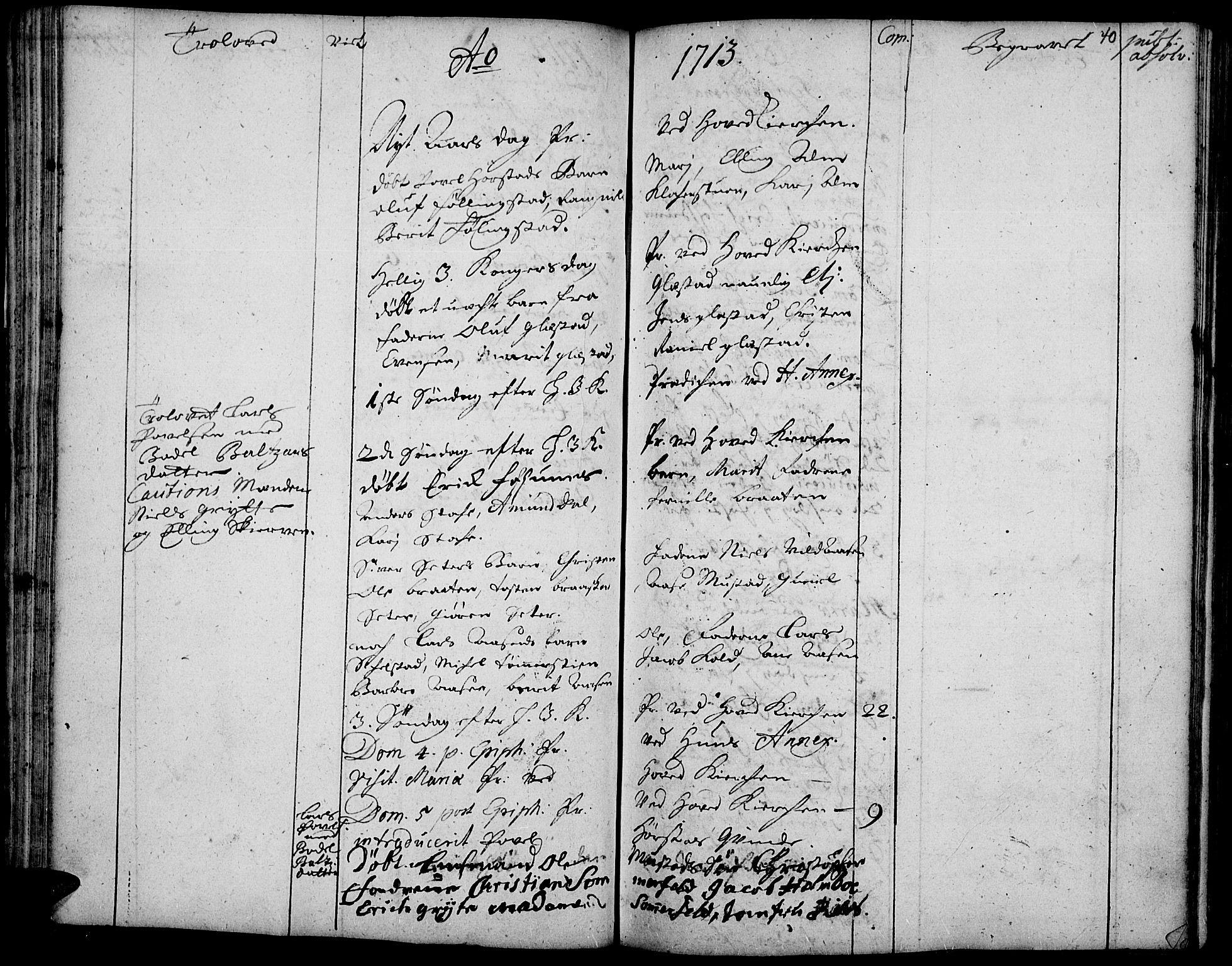 Vardal prestekontor, SAH/PREST-100/H/Ha/Haa/L0001: Parish register (official) no. 1, 1706-1748, p. 40