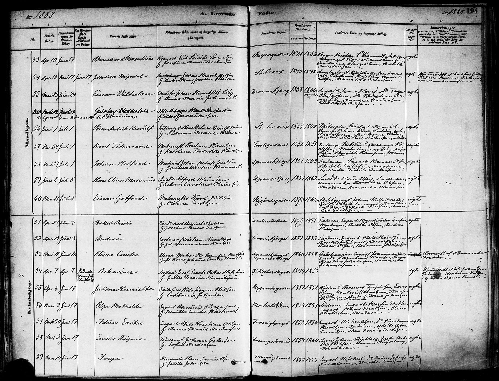 Fredrikstad domkirkes prestekontor Kirkebøker, AV/SAO-A-10906/F/Fa/L0002: Parish register (official) no. 2, 1878-1894, p. 194