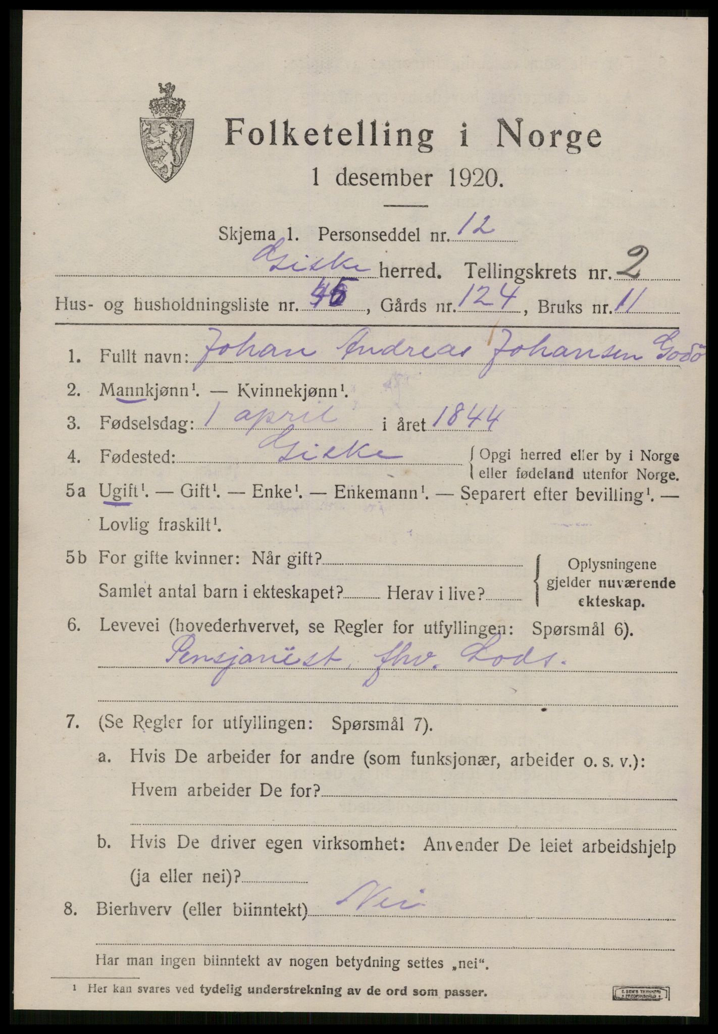 SAT, 1920 census for Giske, 1920, p. 1622