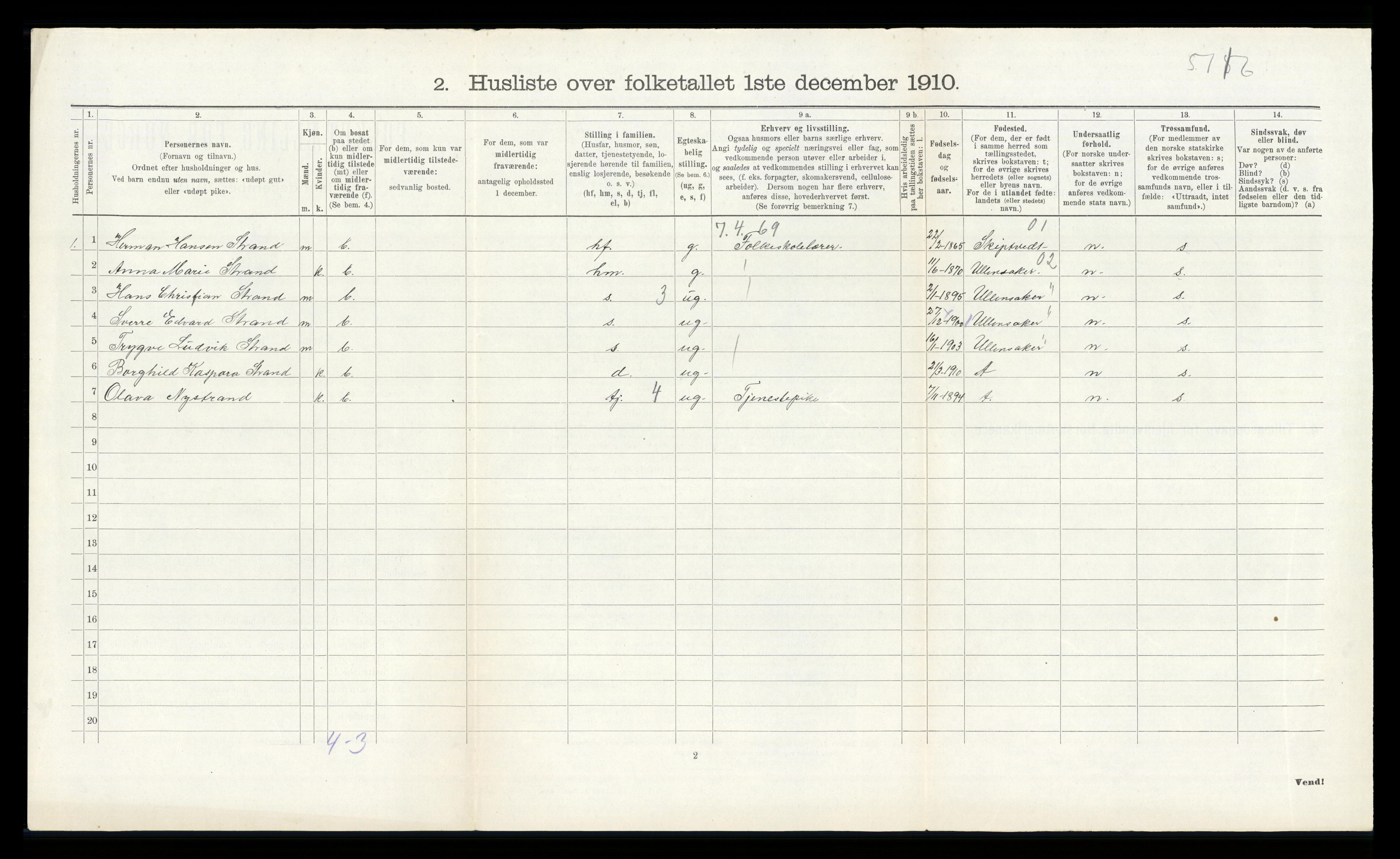 RA, 1910 census for Ådal, 1910, p. 442