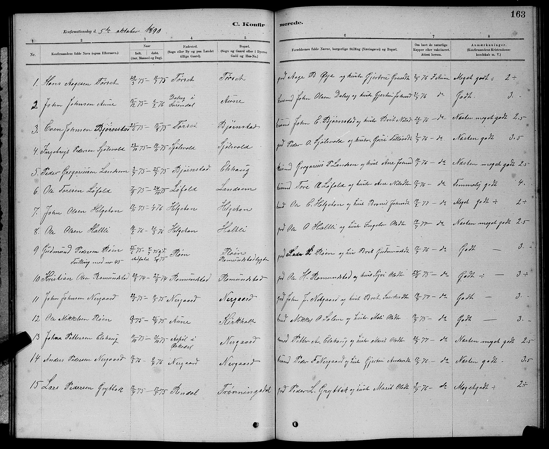 Ministerialprotokoller, klokkerbøker og fødselsregistre - Møre og Romsdal, AV/SAT-A-1454/598/L1077: Parish register (copy) no. 598C02, 1879-1891, p. 163