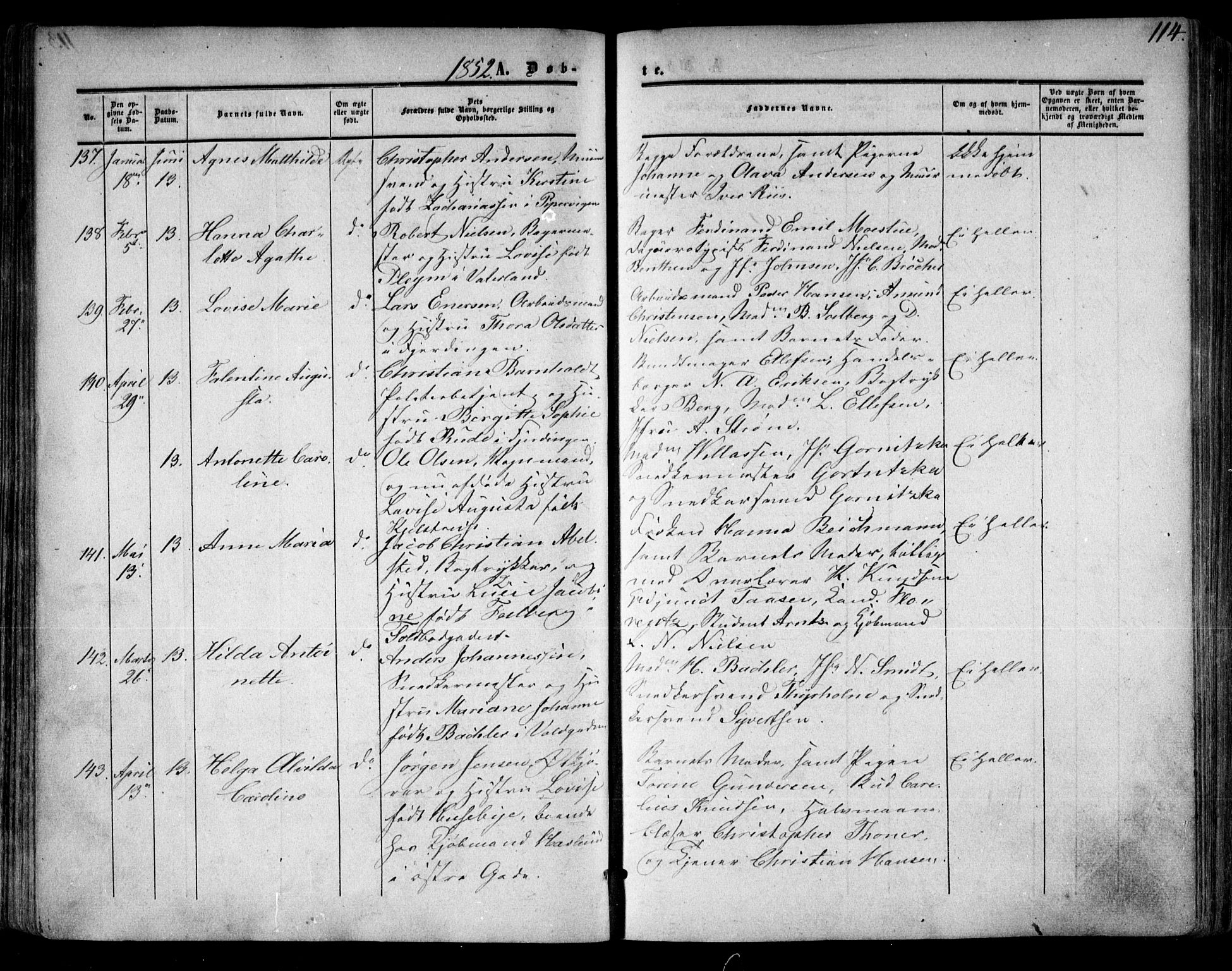 Oslo domkirke Kirkebøker, SAO/A-10752/F/Fa/L0014: Parish register (official) no. 14, 1850-1857, p. 114
