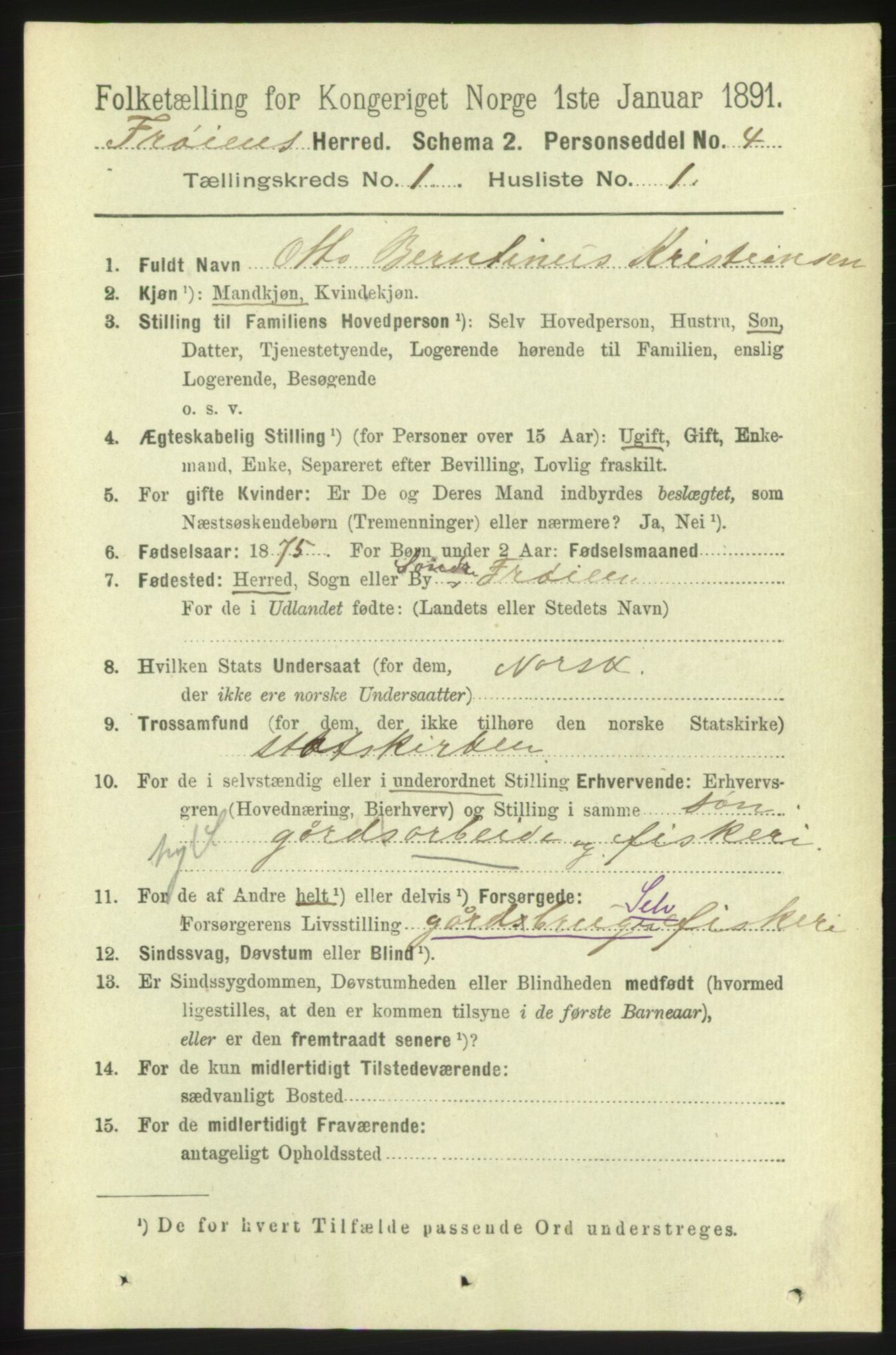 RA, 1891 census for 1619 Frøya, 1891, p. 145