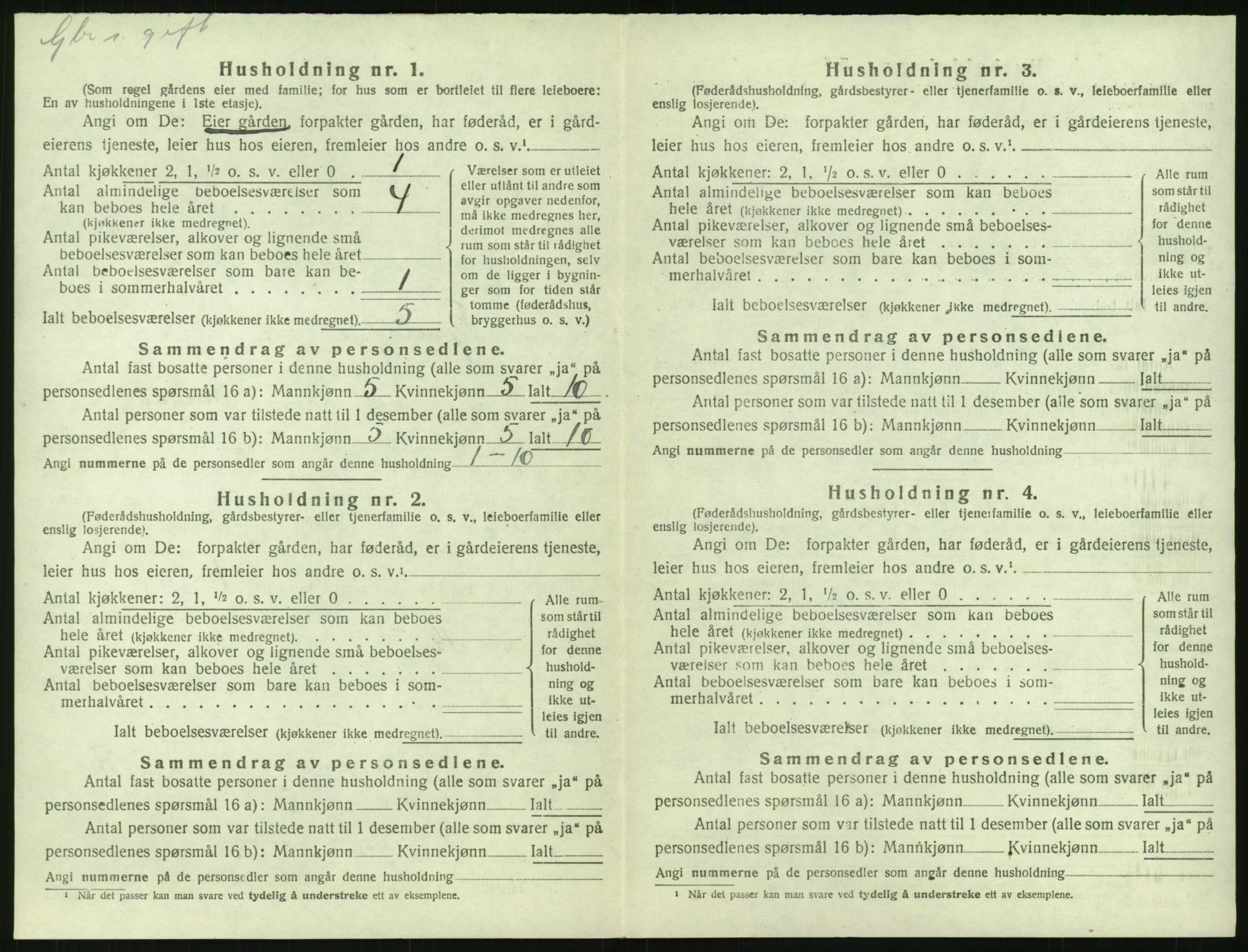 SAK, 1920 census for Gjerstad, 1920, p. 108