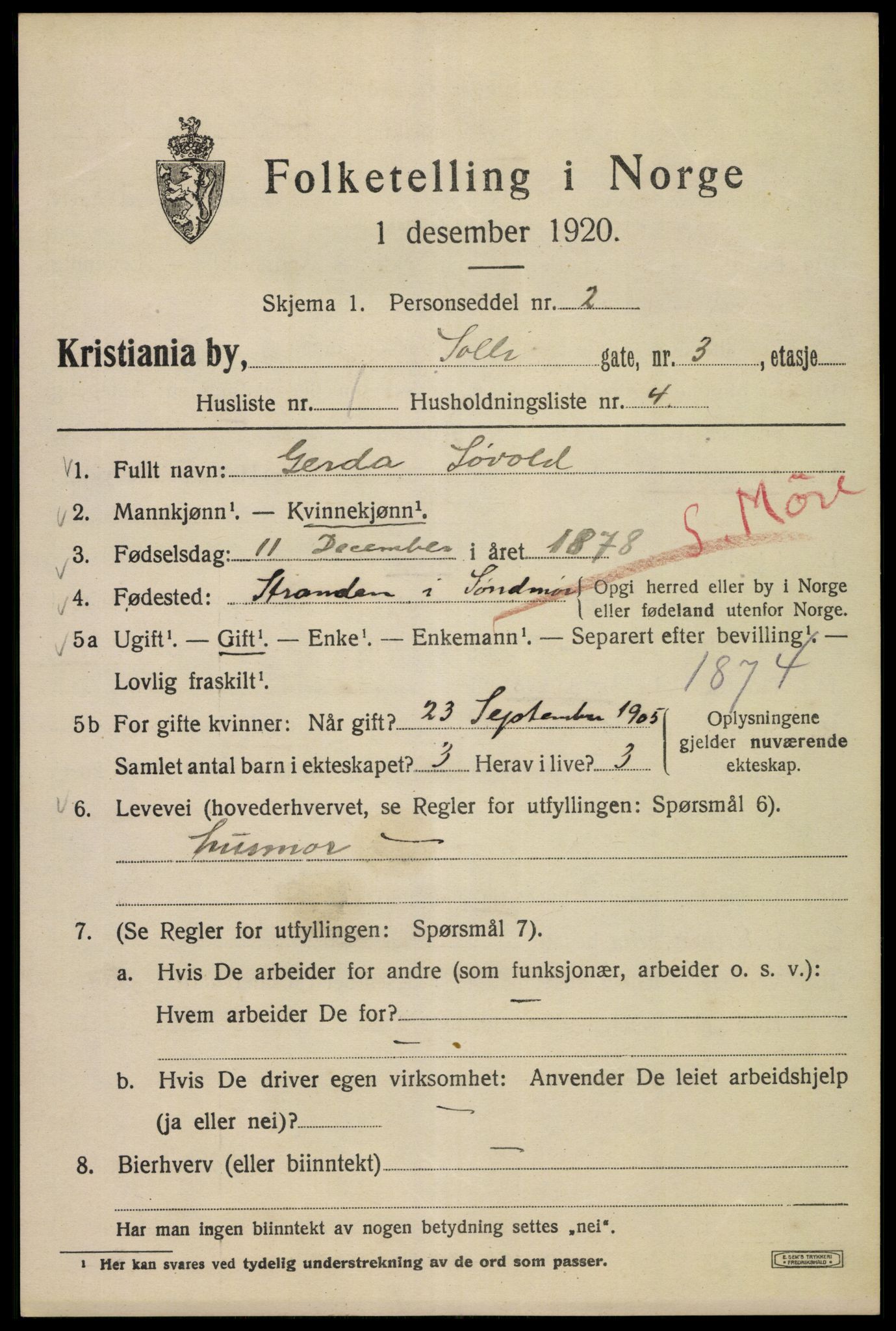 SAO, 1920 census for Kristiania, 1920, p. 527963