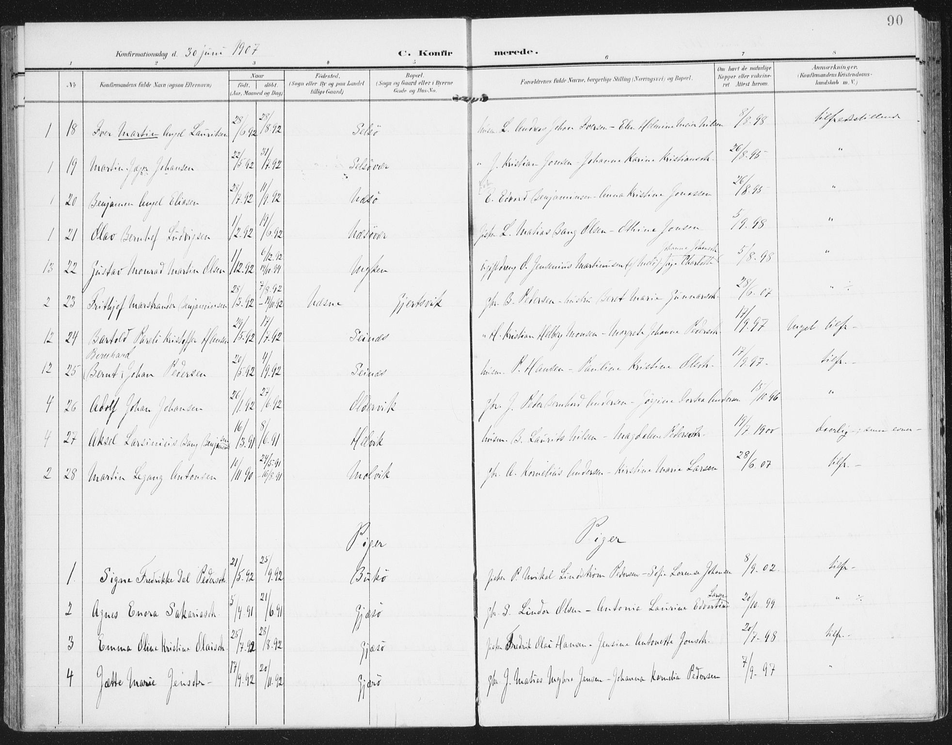 Ministerialprotokoller, klokkerbøker og fødselsregistre - Nordland, AV/SAT-A-1459/841/L0612: Parish register (official) no. 841A15, 1902-1910, p. 90