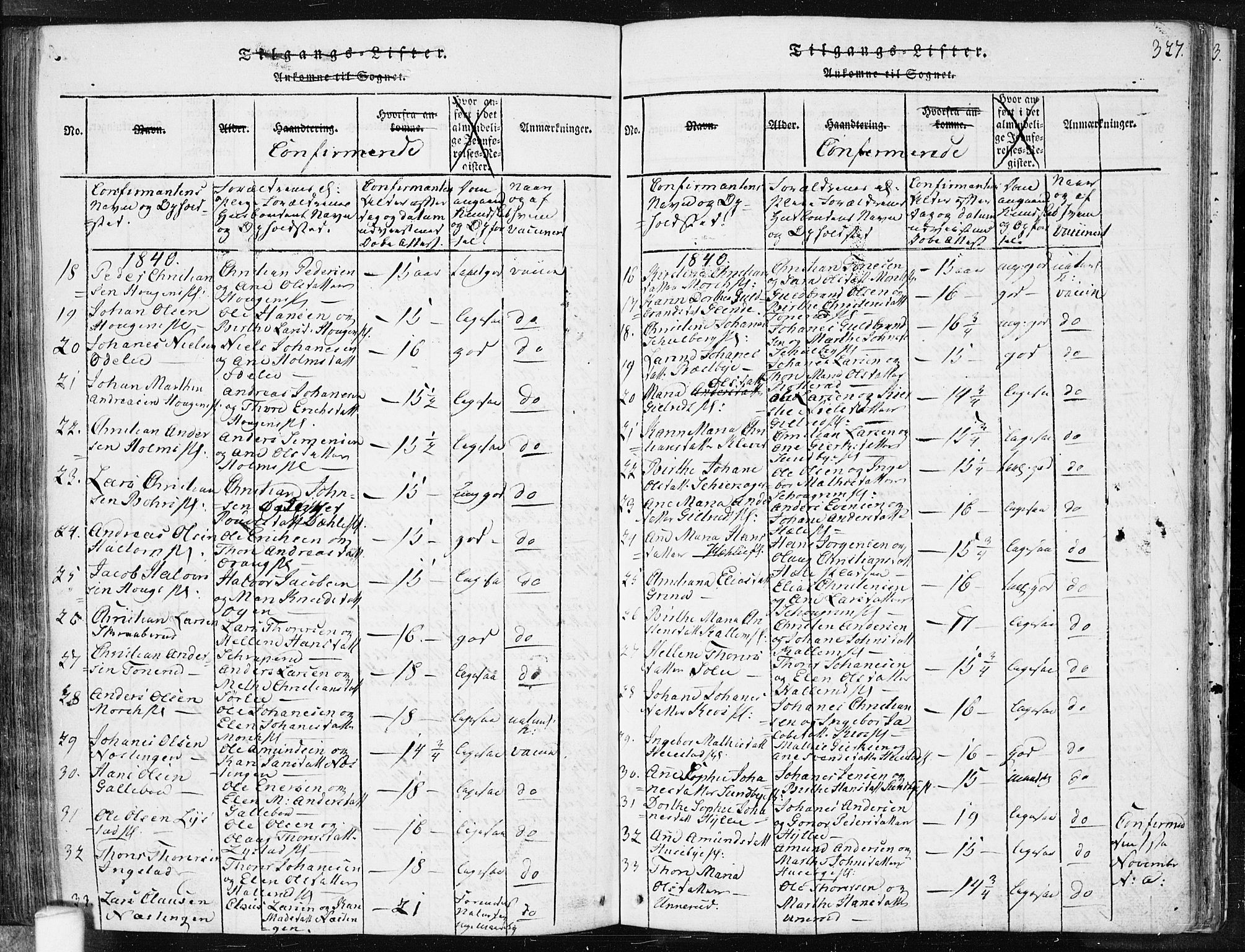 Spydeberg prestekontor Kirkebøker, AV/SAO-A-10924/F/Fa/L0004: Parish register (official) no. I 4, 1814-1841, p. 327