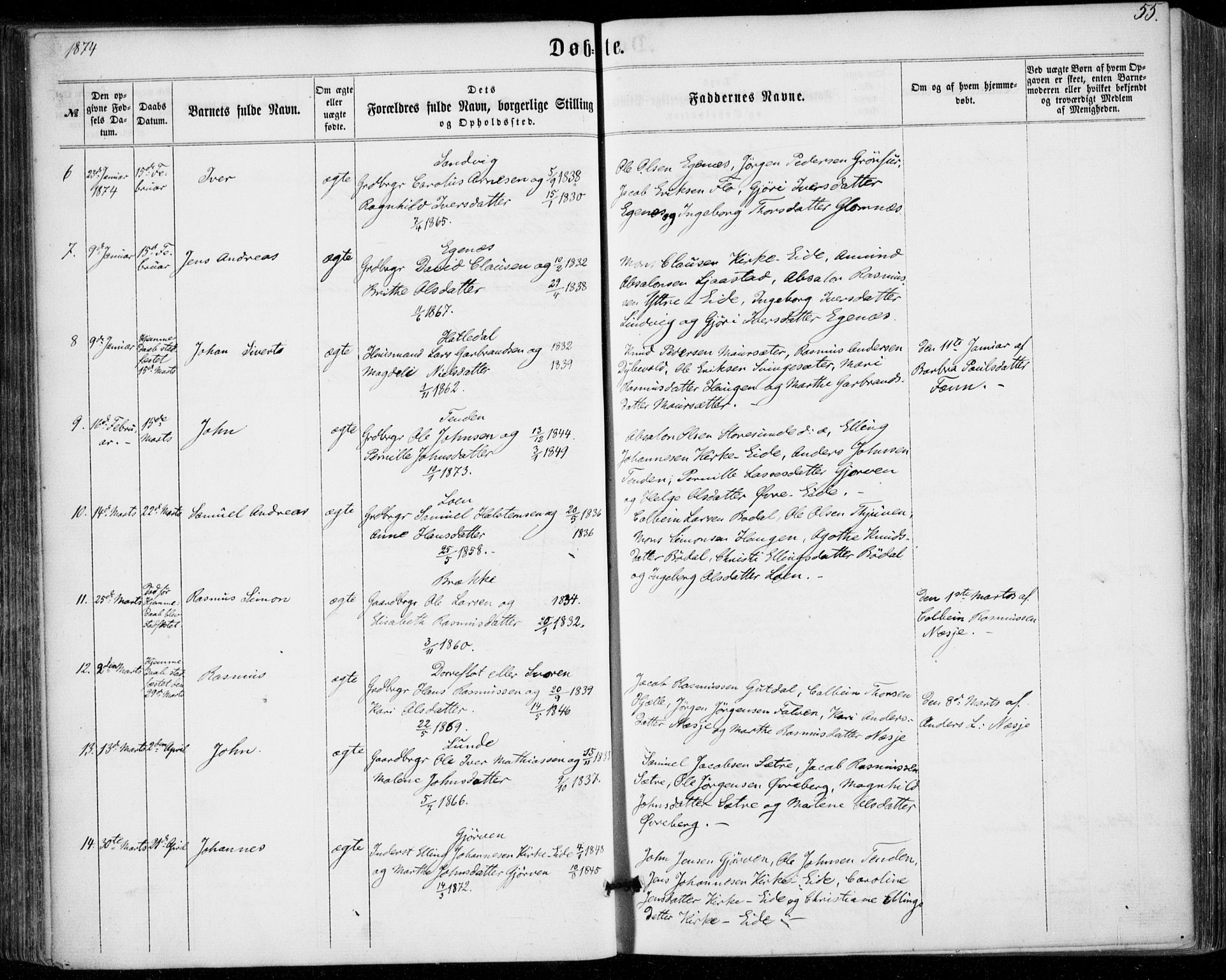 Stryn Sokneprestembete, SAB/A-82501: Parish register (official) no. A 3, 1862-1877, p. 55