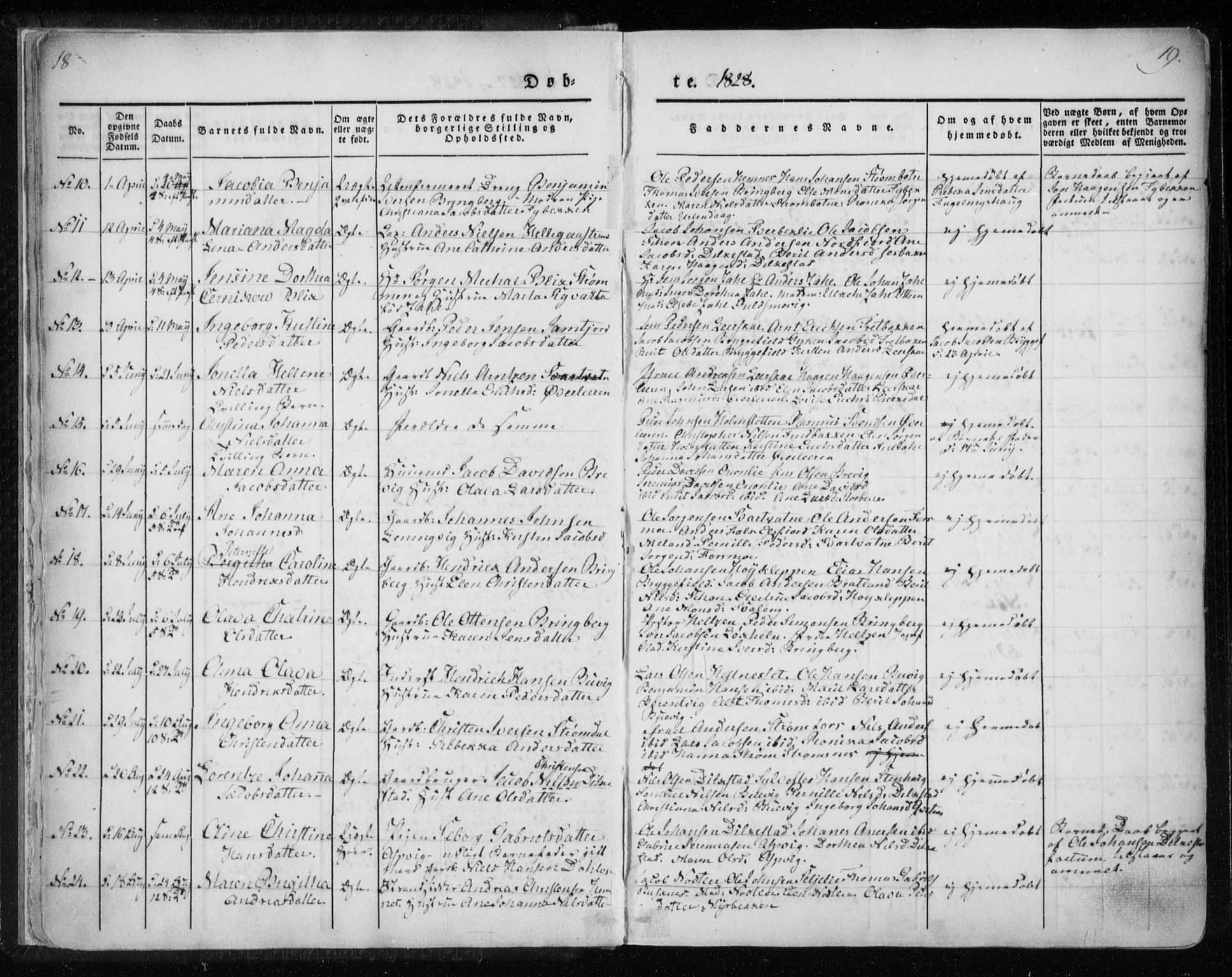 Ministerialprotokoller, klokkerbøker og fødselsregistre - Nordland, SAT/A-1459/825/L0354: Parish register (official) no. 825A08, 1826-1841, p. 18-19