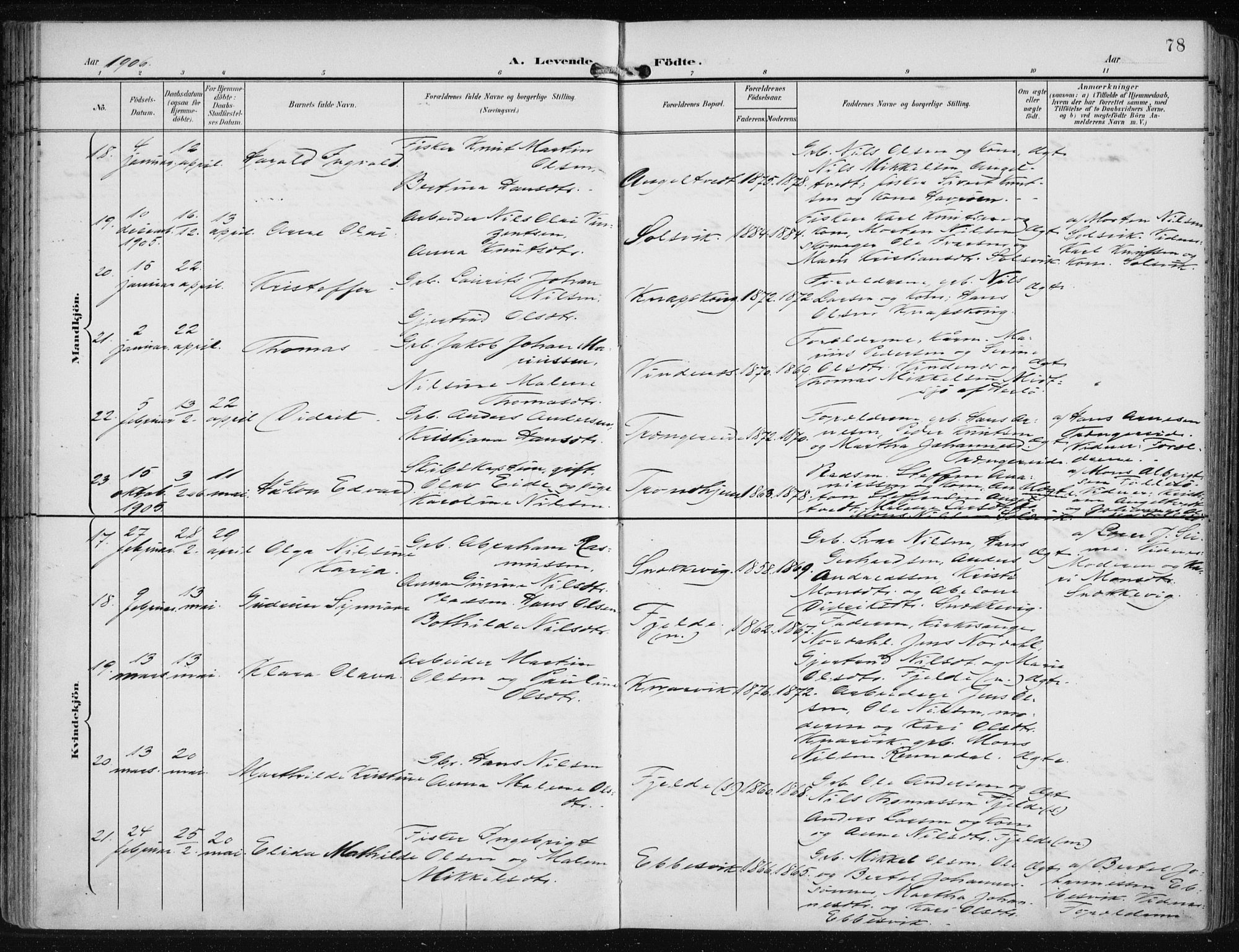 Fjell sokneprestembete, SAB/A-75301/H/Haa: Parish register (official) no. A  9, 1899-1910, p. 78