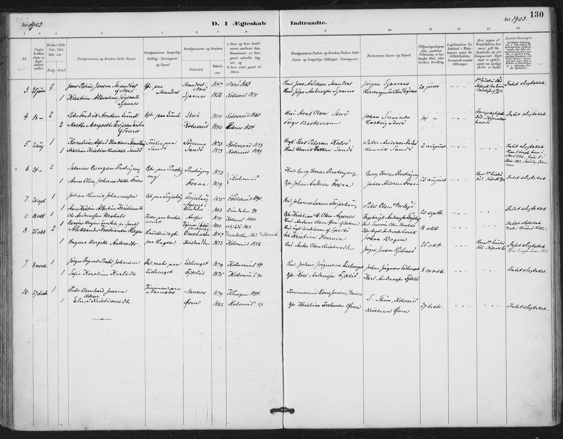 Ministerialprotokoller, klokkerbøker og fødselsregistre - Nord-Trøndelag, SAT/A-1458/780/L0644: Parish register (official) no. 780A08, 1886-1903, p. 130