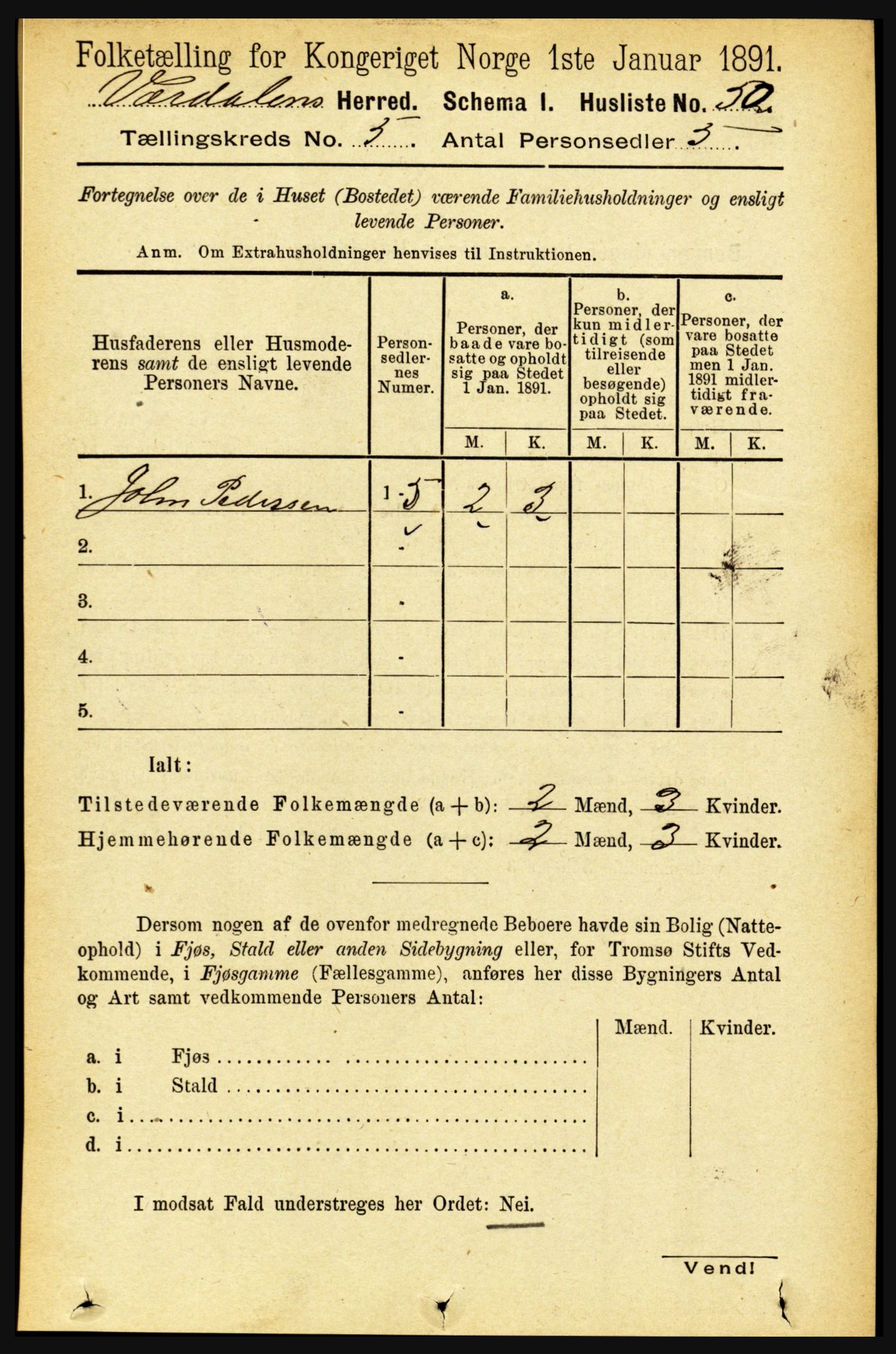 RA, 1891 census for 1721 Verdal, 1891, p. 2949