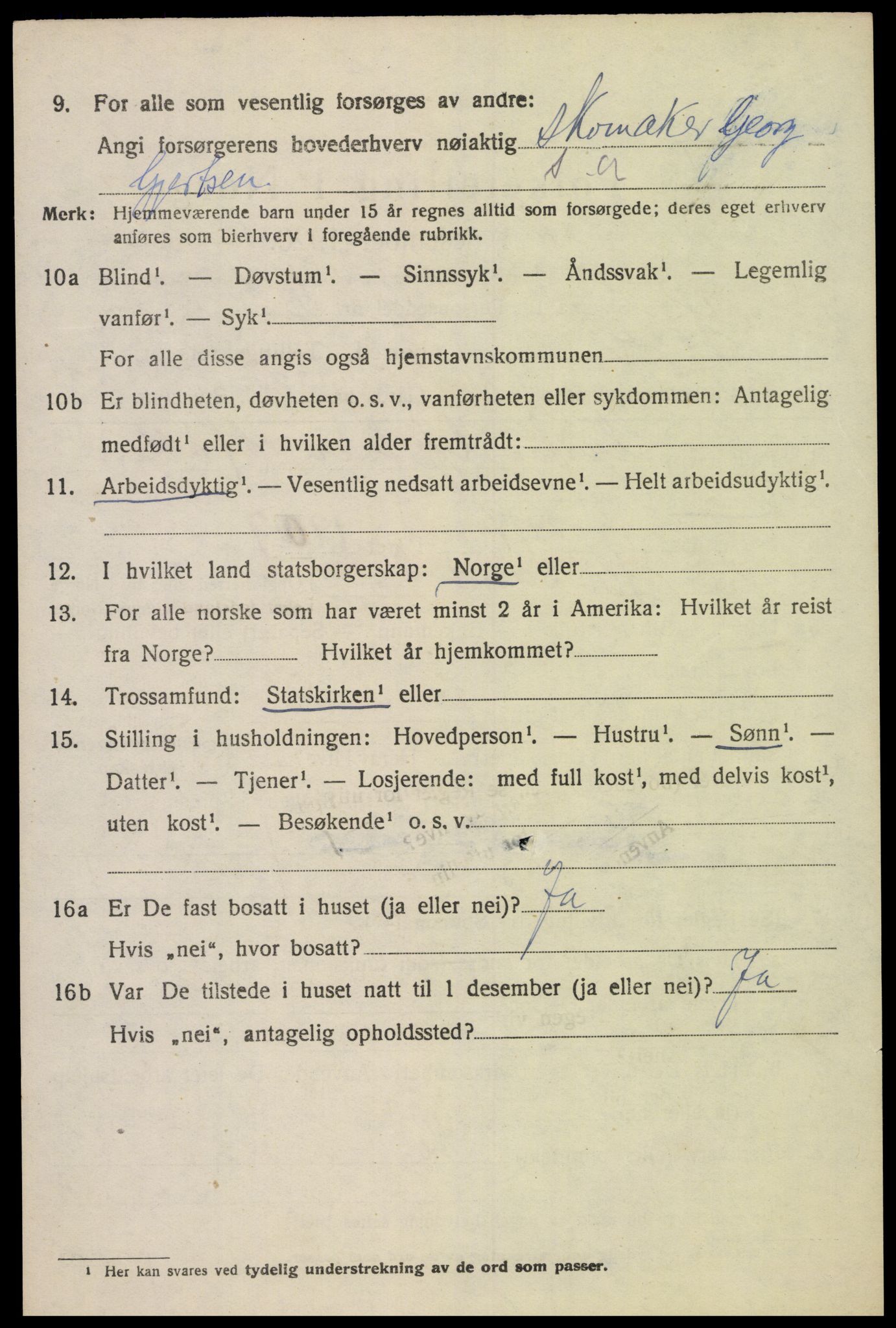 SAK, 1920 census for Søgne, 1920, p. 2824