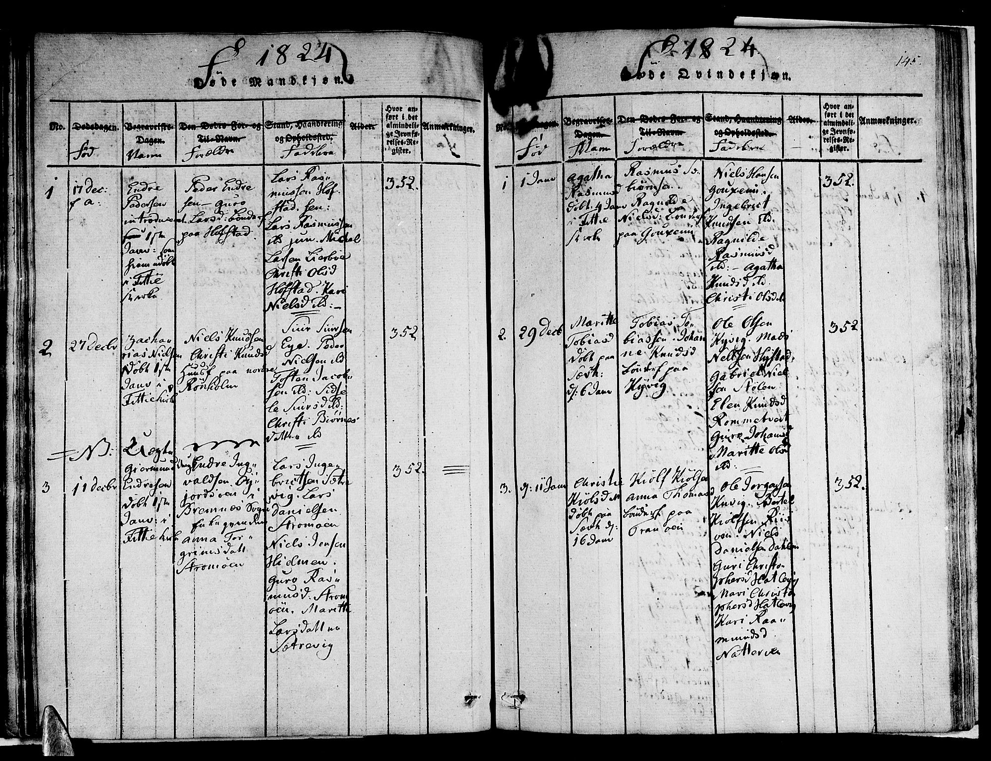 Stord sokneprestembete, AV/SAB-A-78201/H/Haa: Parish register (official) no. A 5, 1816-1825, p. 145