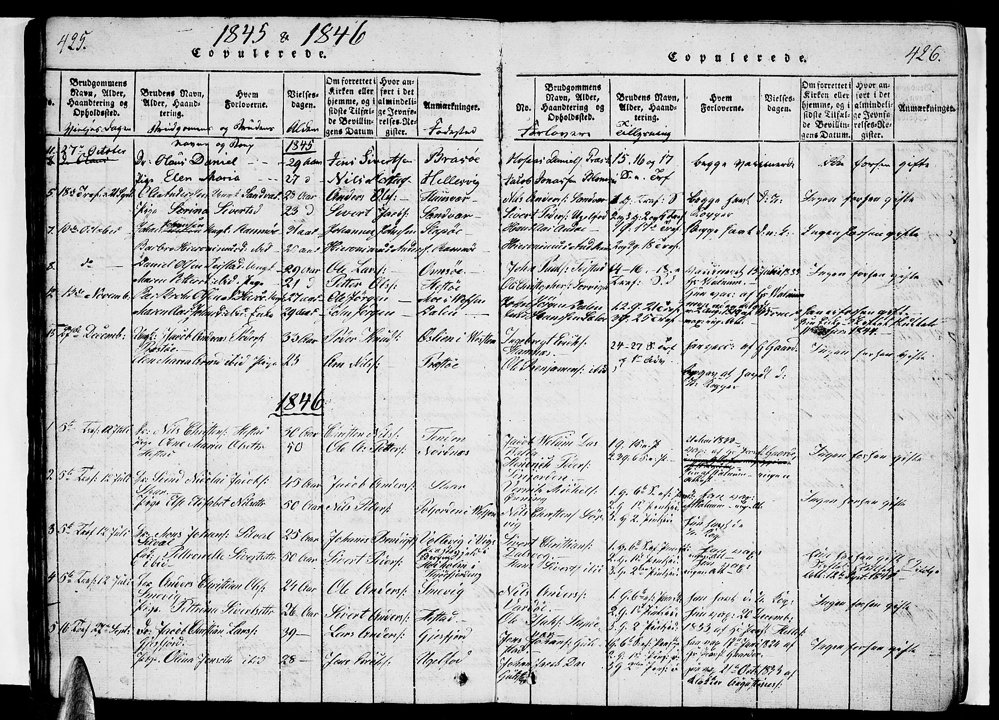 Ministerialprotokoller, klokkerbøker og fødselsregistre - Nordland, AV/SAT-A-1459/834/L0510: Parish register (copy) no. 834C01, 1820-1847, p. 425-426