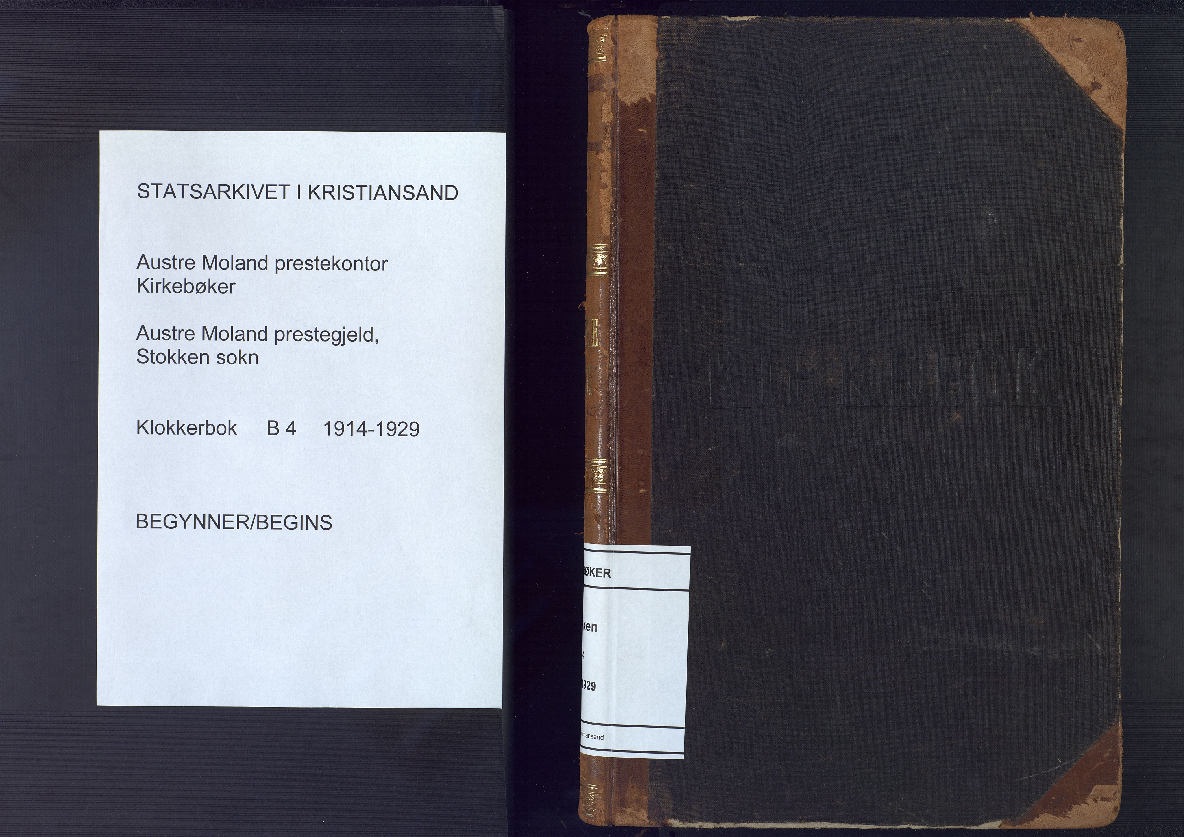Austre Moland sokneprestkontor, AV/SAK-1111-0001/F/Fb/Fbb/L0004: Parish register (copy) no. B 4, 1914-1929