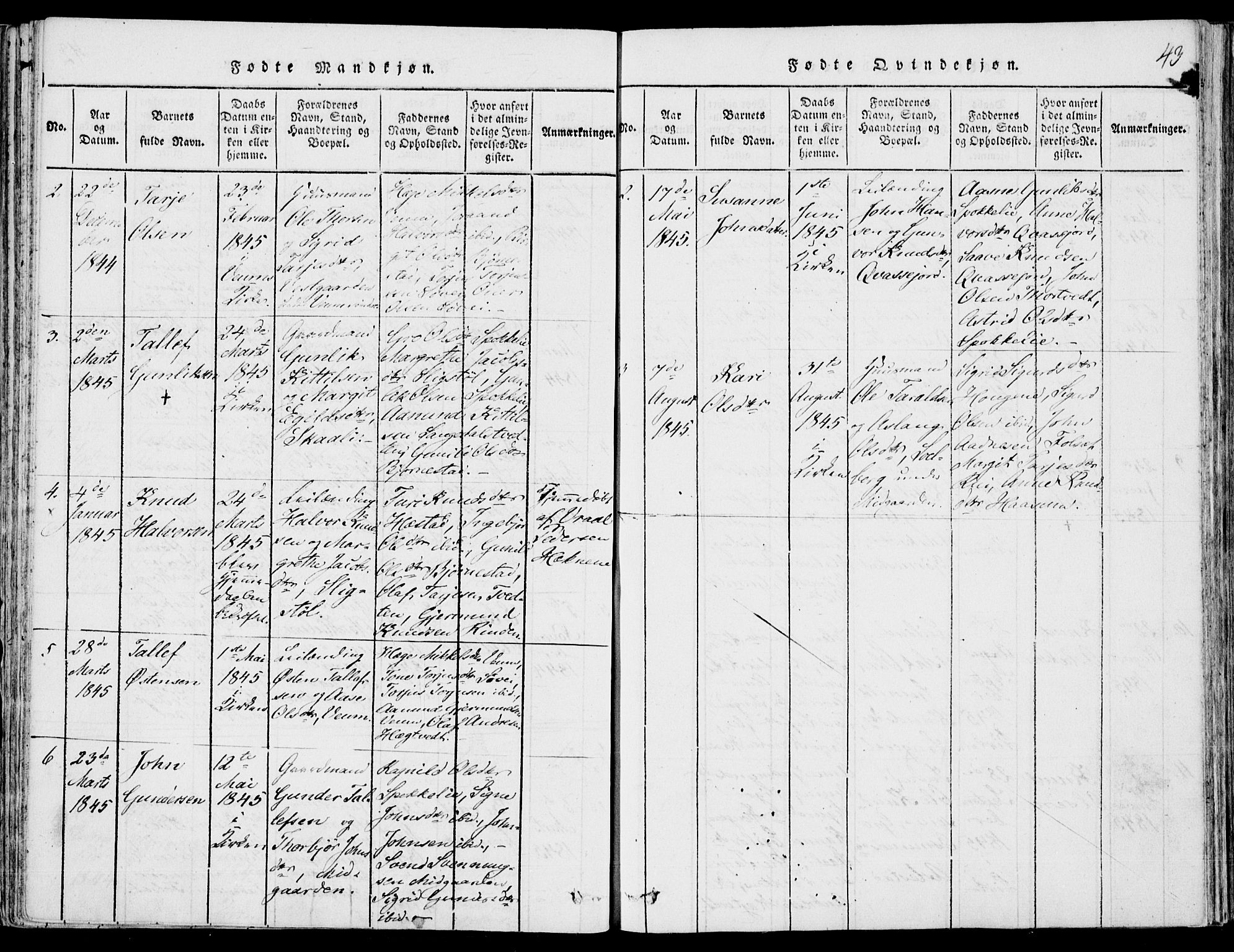 Fyresdal kirkebøker, SAKO/A-263/F/Fb/L0001: Parish register (official) no. II 1, 1815-1854, p. 43