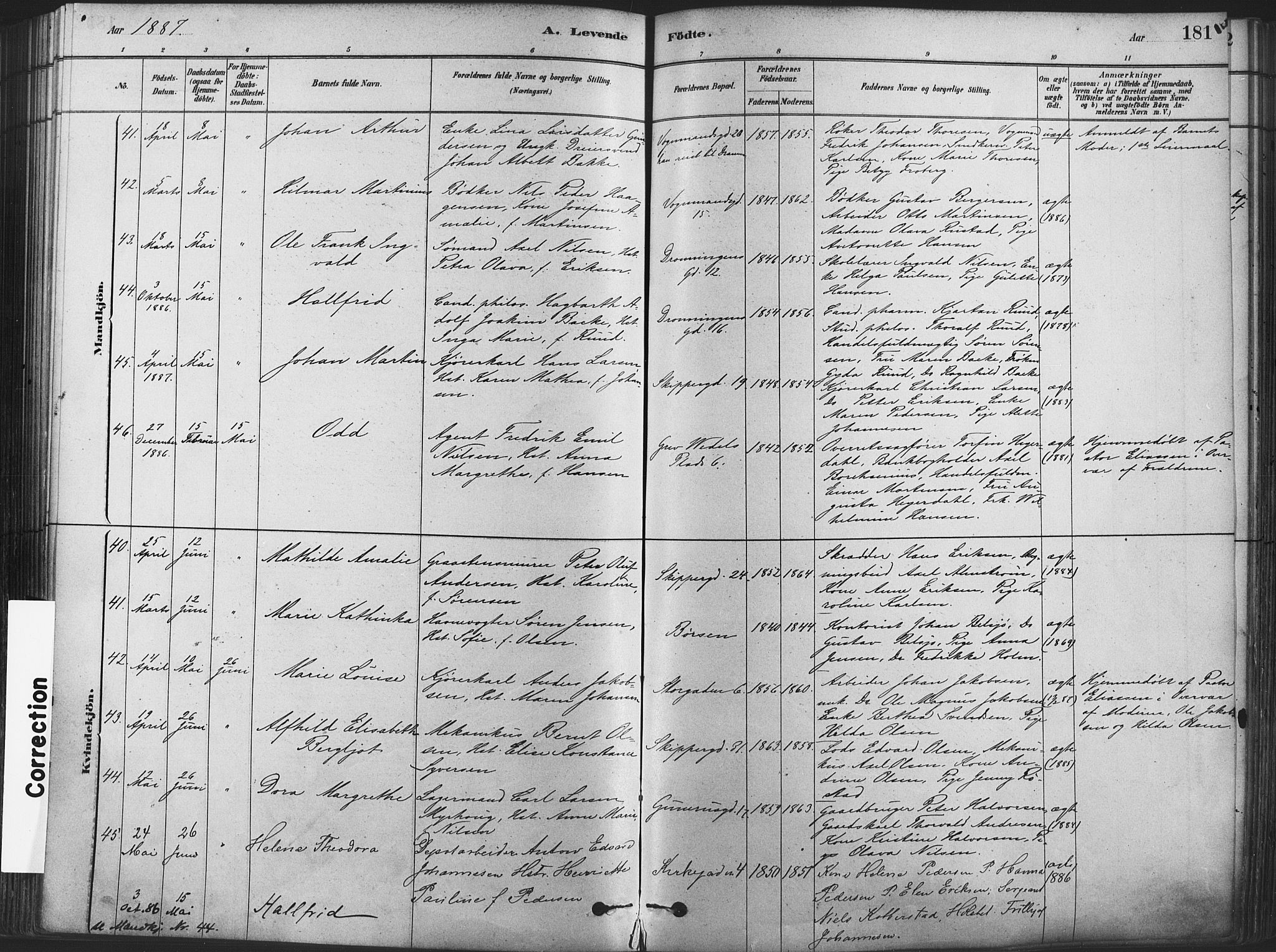 Oslo domkirke Kirkebøker, SAO/A-10752/F/Fa/L0029: Parish register (official) no. 29, 1879-1892, p. 181