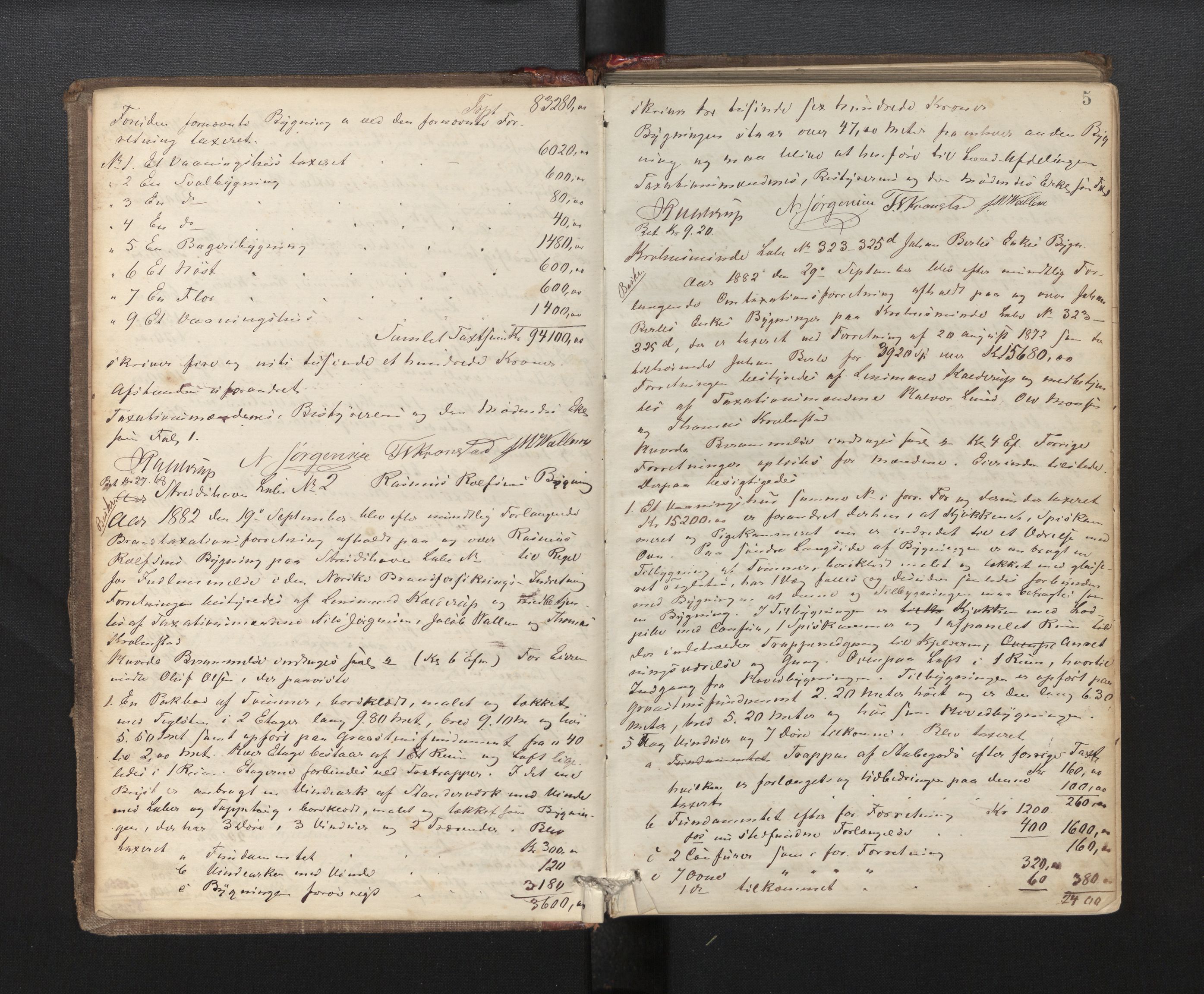 Lensmannen i Årstad, AV/SAB-A-36201/0012/L0007: Branntakstprotokoll, 1882-1889, p. 5