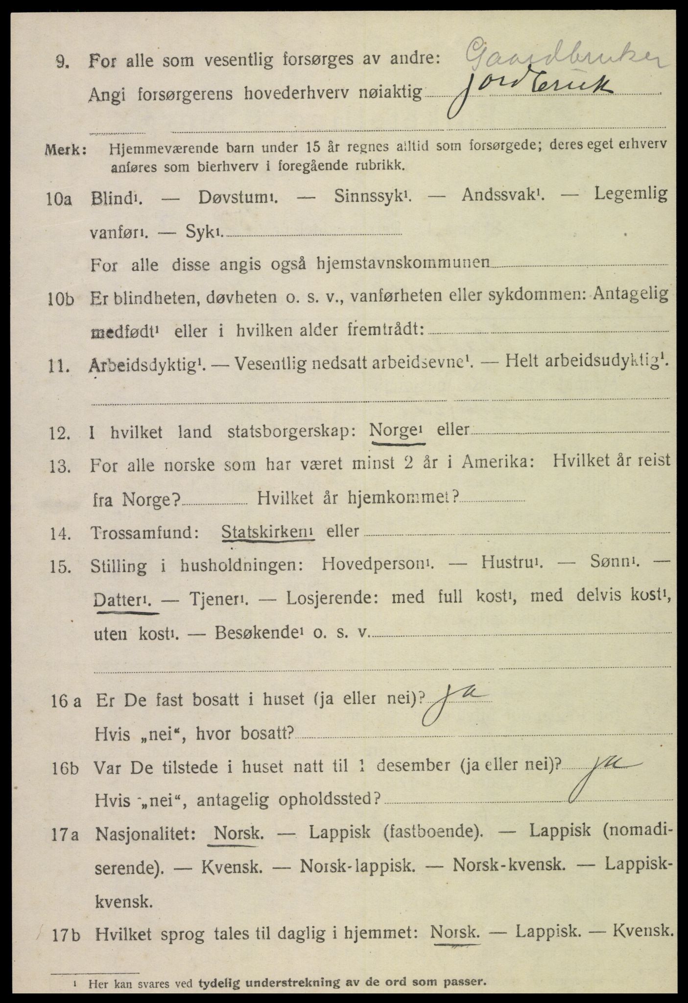 SAT, 1920 census for Snåsa, 1920, p. 3437