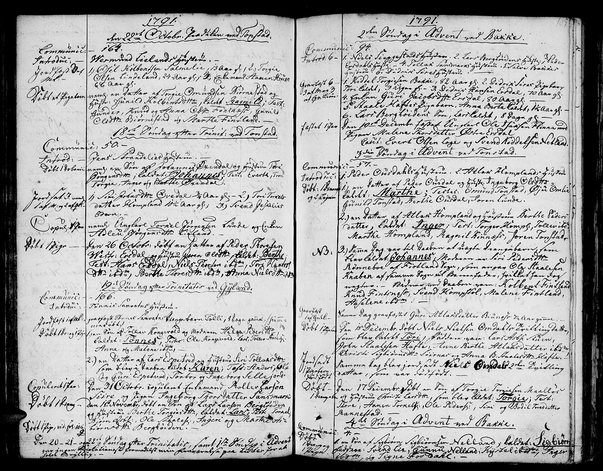 Bakke sokneprestkontor, SAK/1111-0002/F/Fa/Faa/L0002: Parish register (official) no. A 2, 1780-1816, p. 105