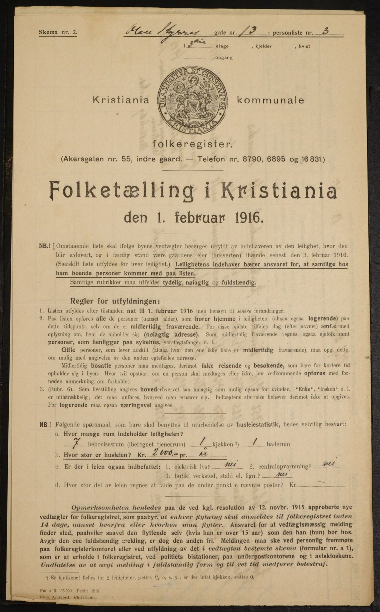 OBA, Municipal Census 1916 for Kristiania, 1916, p. 77216