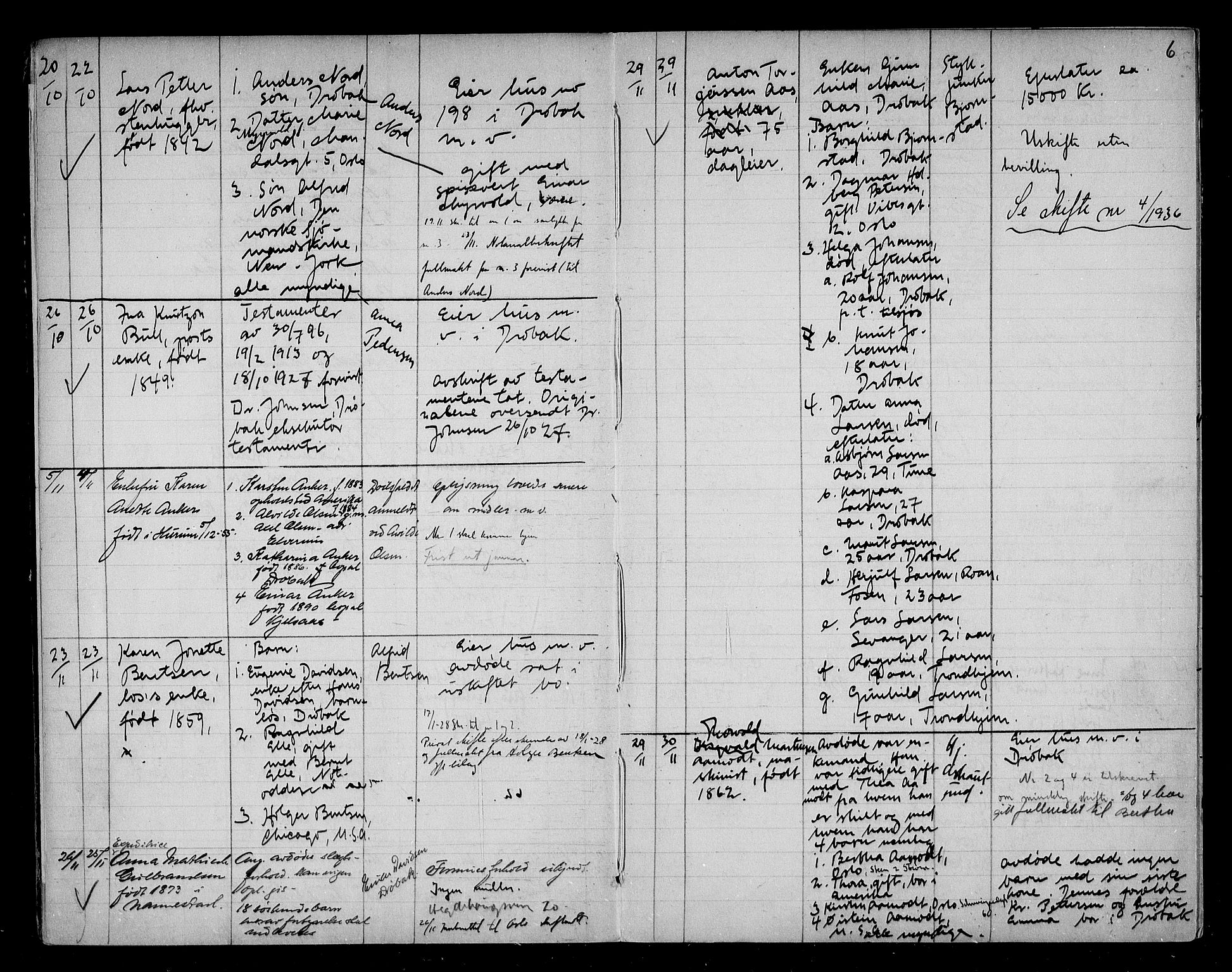 Drøbak byfogd, SAO/A-10144/H/Ha/L0002: Dødsanmeldelsesprotokoll, 1926-1934, p. 5b-6a