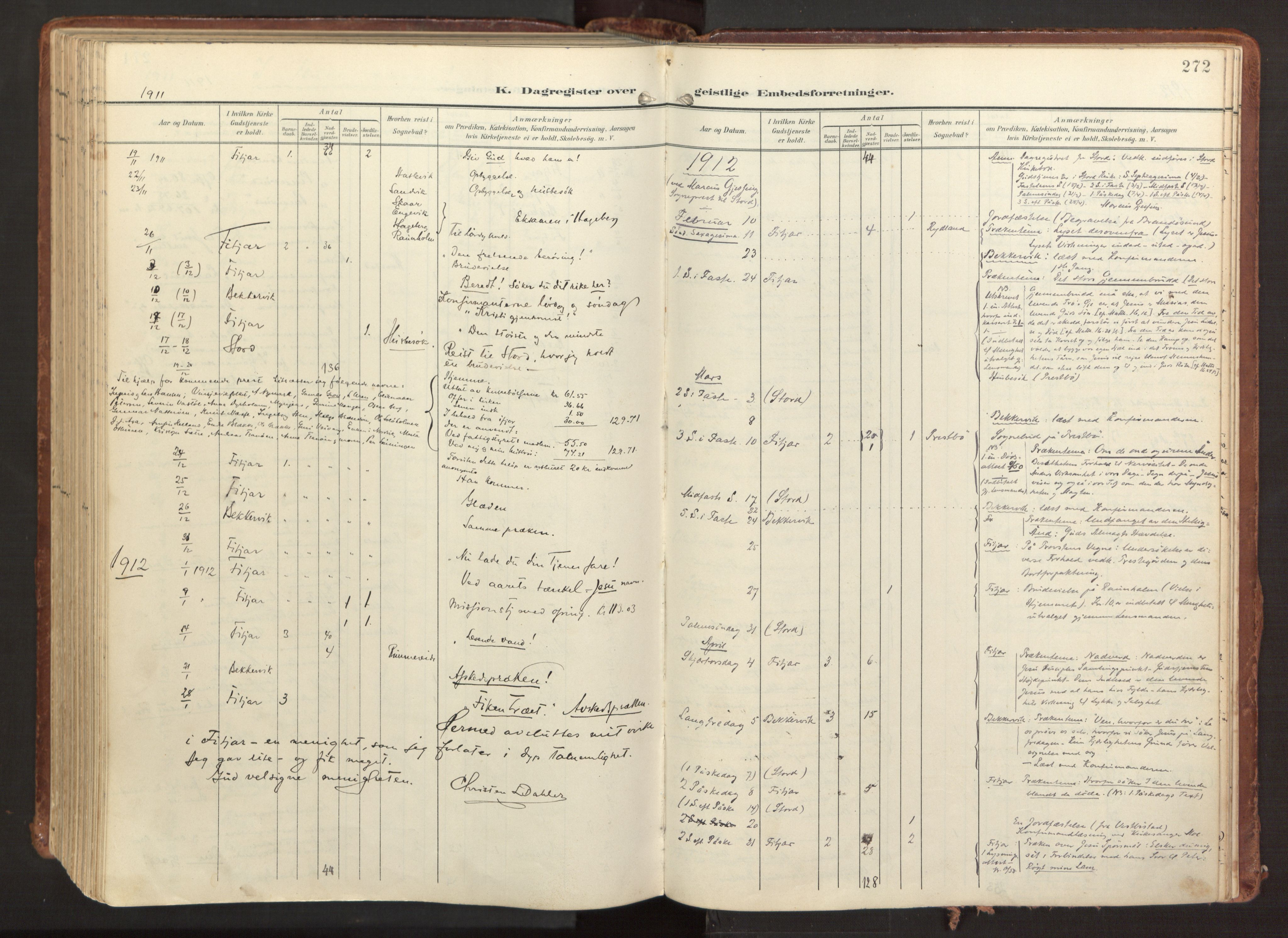 Fitjar sokneprestembete, SAB/A-99926: Parish register (official) no. A 3, 1900-1918, p. 272