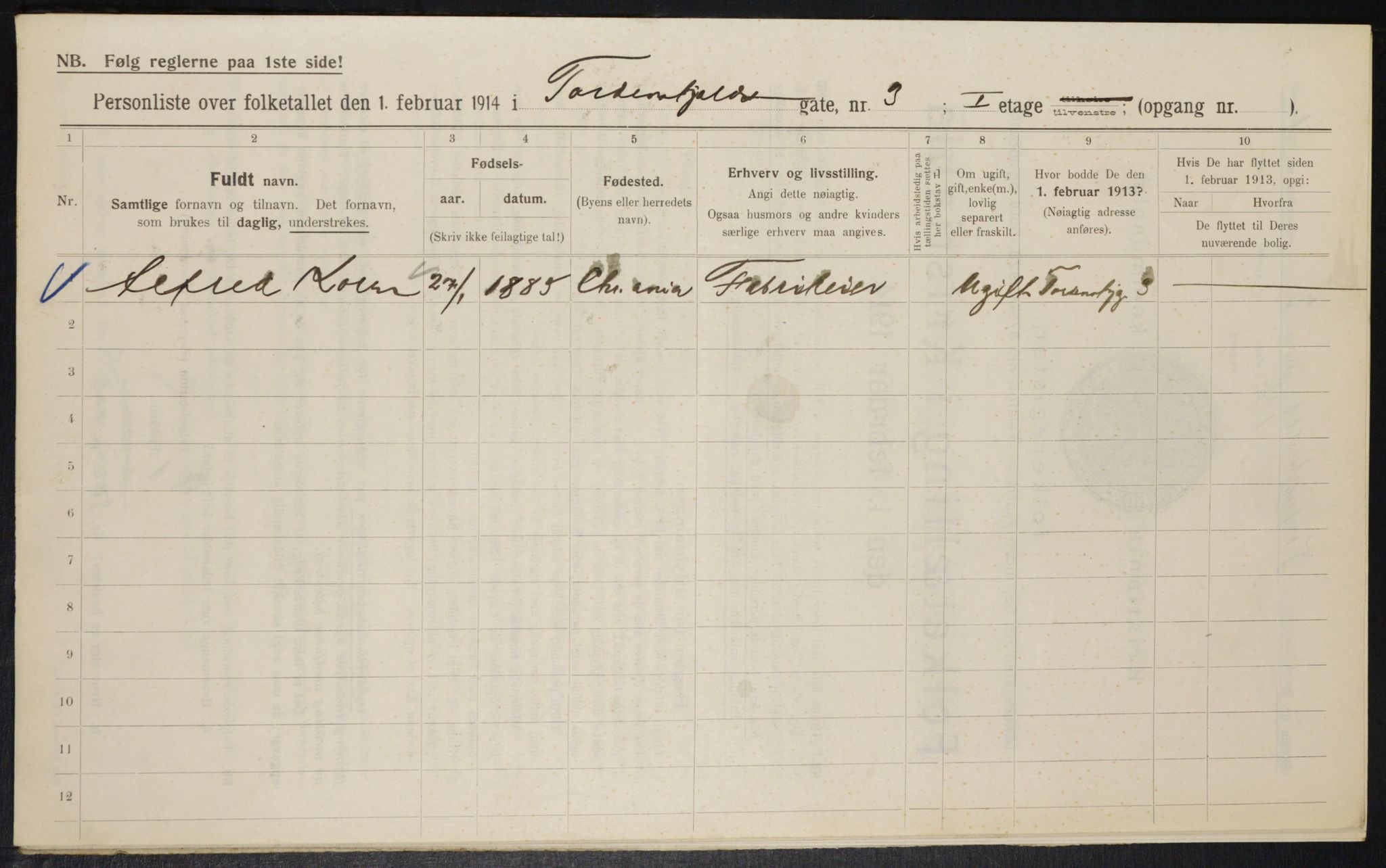 OBA, Municipal Census 1914 for Kristiania, 1914, p. 114572